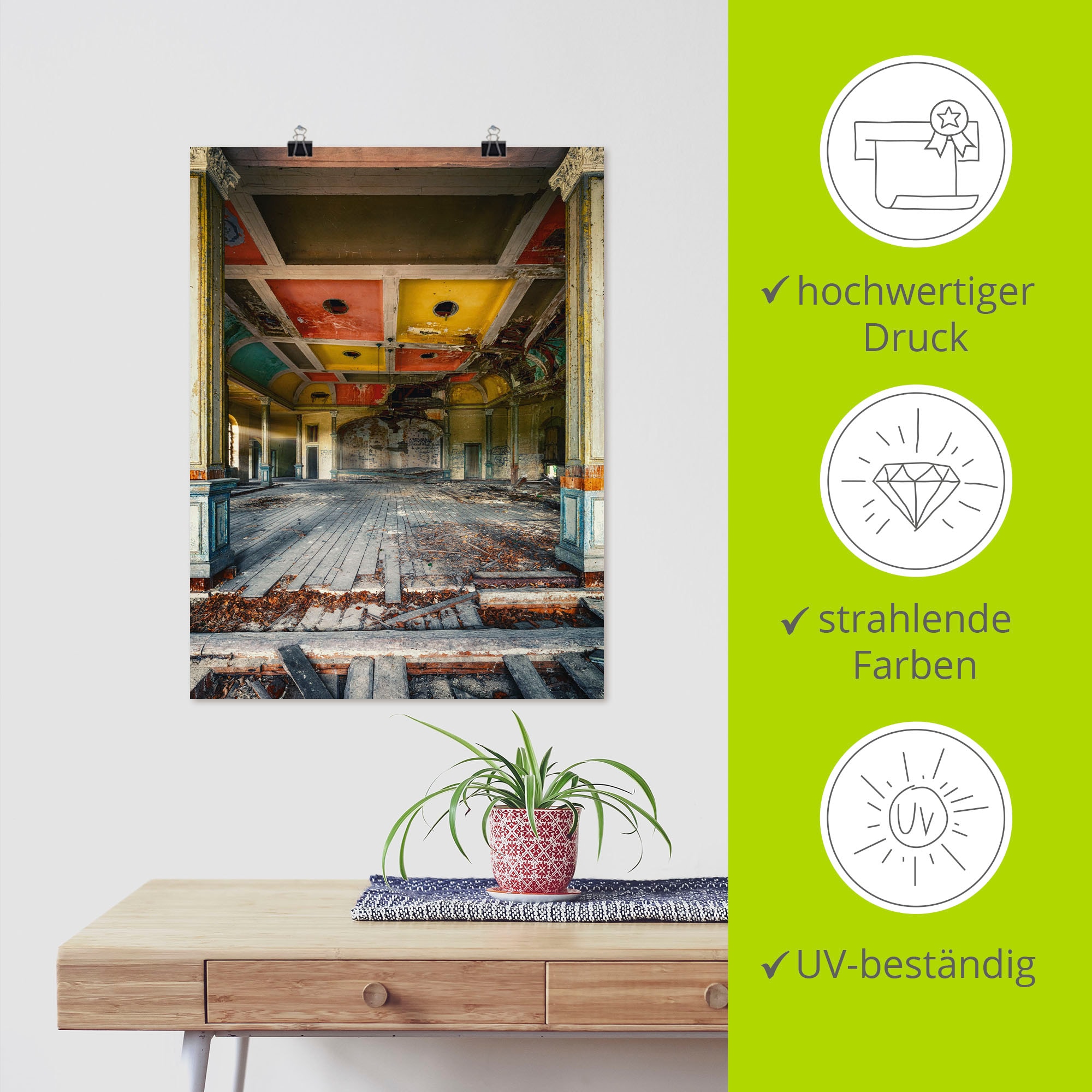 Artland Wandbild »Lost Place - Der letzte Tanz Tanzsaal« Gebäude 1 Stk. tlg. als Alubild, Poster in verschied. Größen