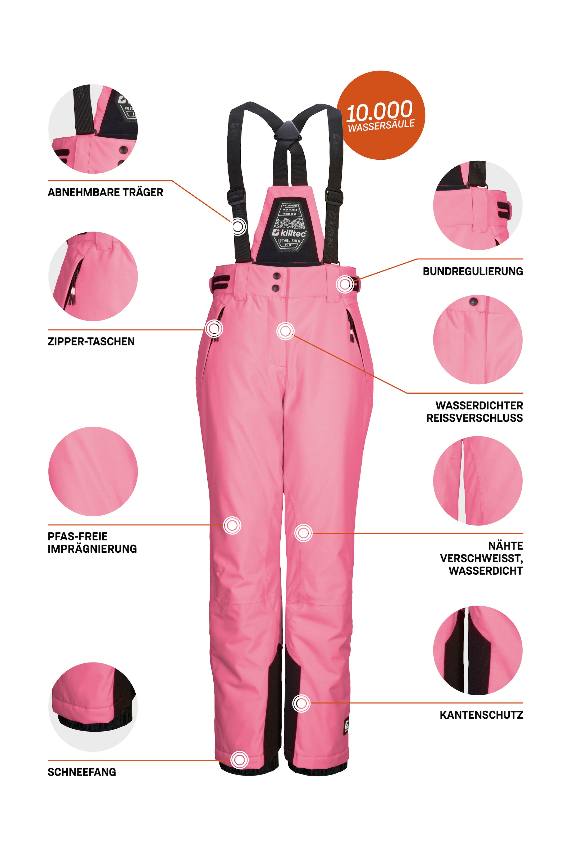 Killtec Skihose »KSW 213 GRLS SKI PNTS«, Wasserdichte, atmungsaktive Skihose mit verstellbarer Taille