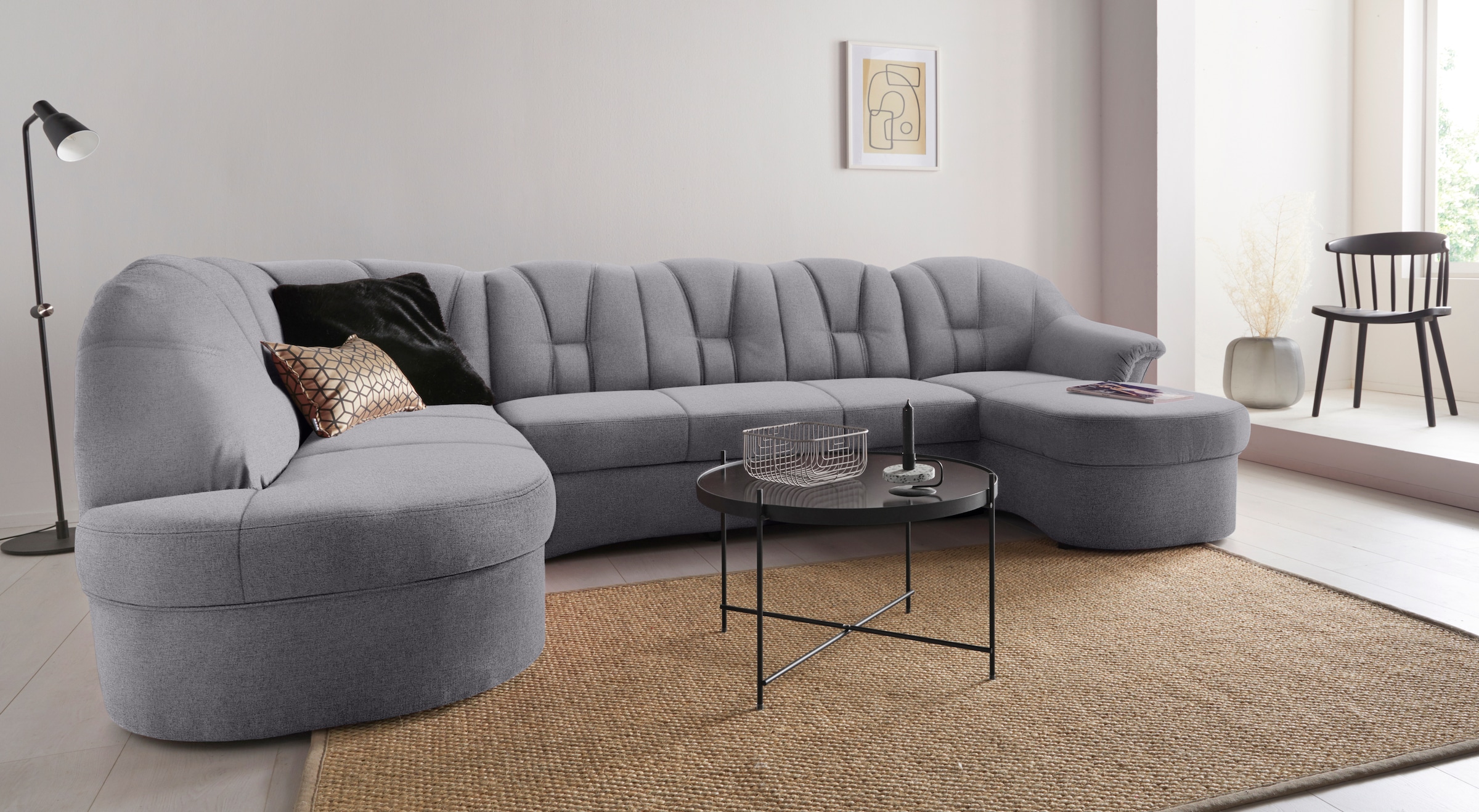 DOMO collection Wohnlandschaft »Papenburg U-Form« in großer Farbvielfalt, wahlweise Bettfunktion, frei im Raum stellbar