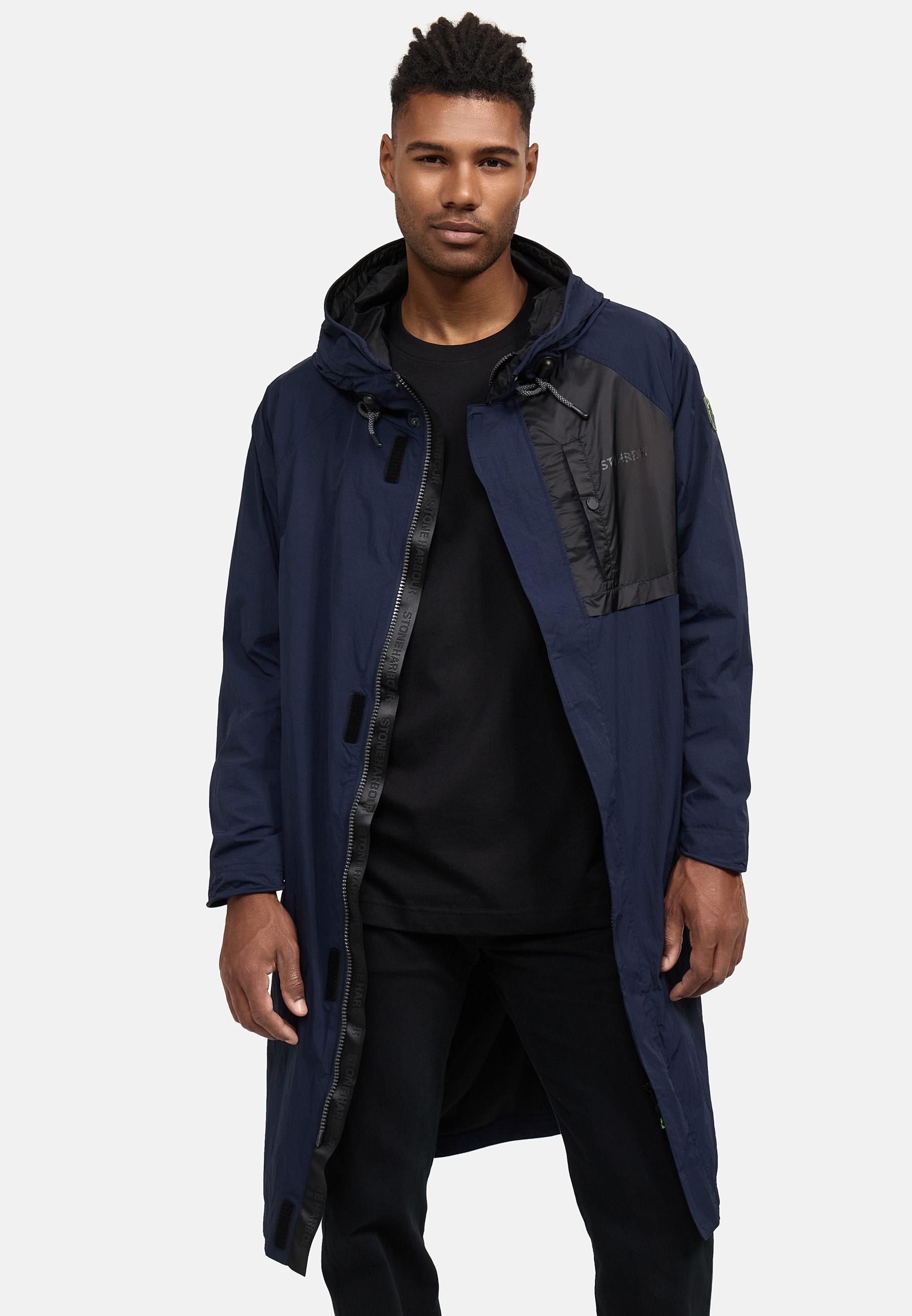 Stone Harbour Regenmantel »Regenmantel Zafaar«, Lange Herren Regenjacke mit Kapuze