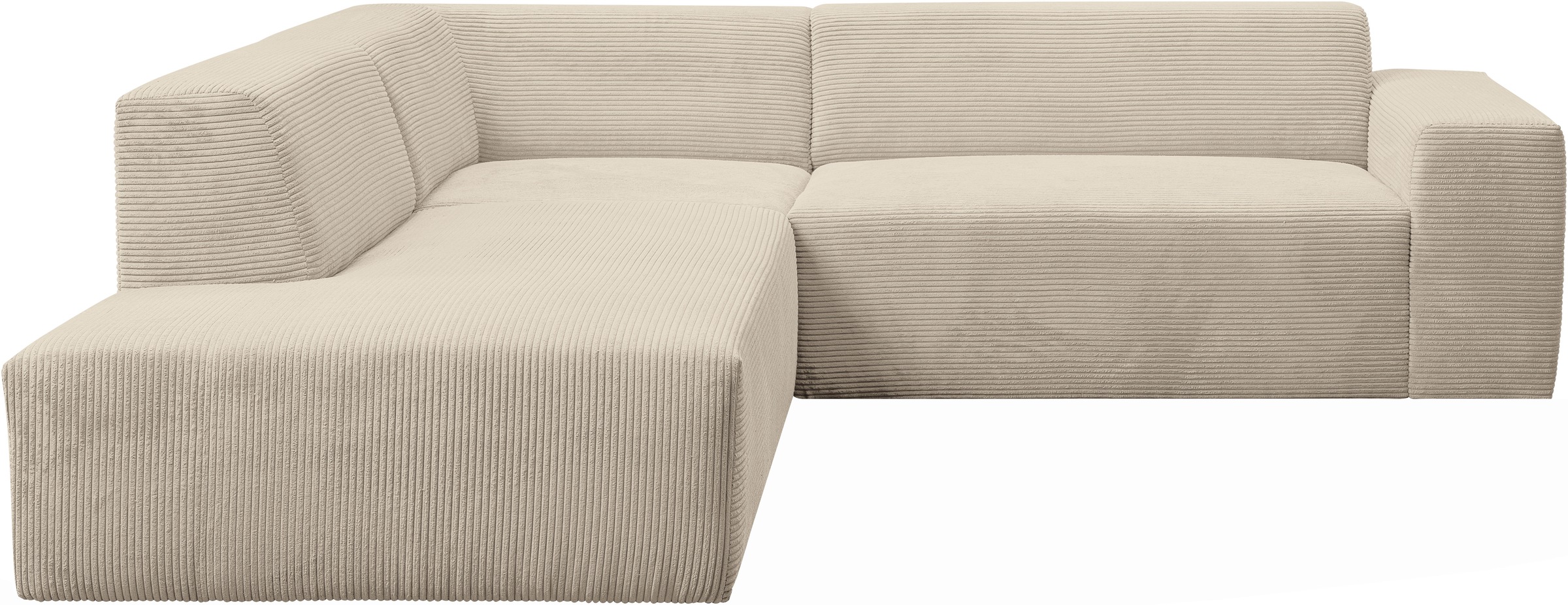 WERK2 Ecksofa »Zeus-M, tolles Sofa mit schönen Details, L-Form« Curvy Trend Garnitur, urbane Optik, komfortable Wellenunterfederung