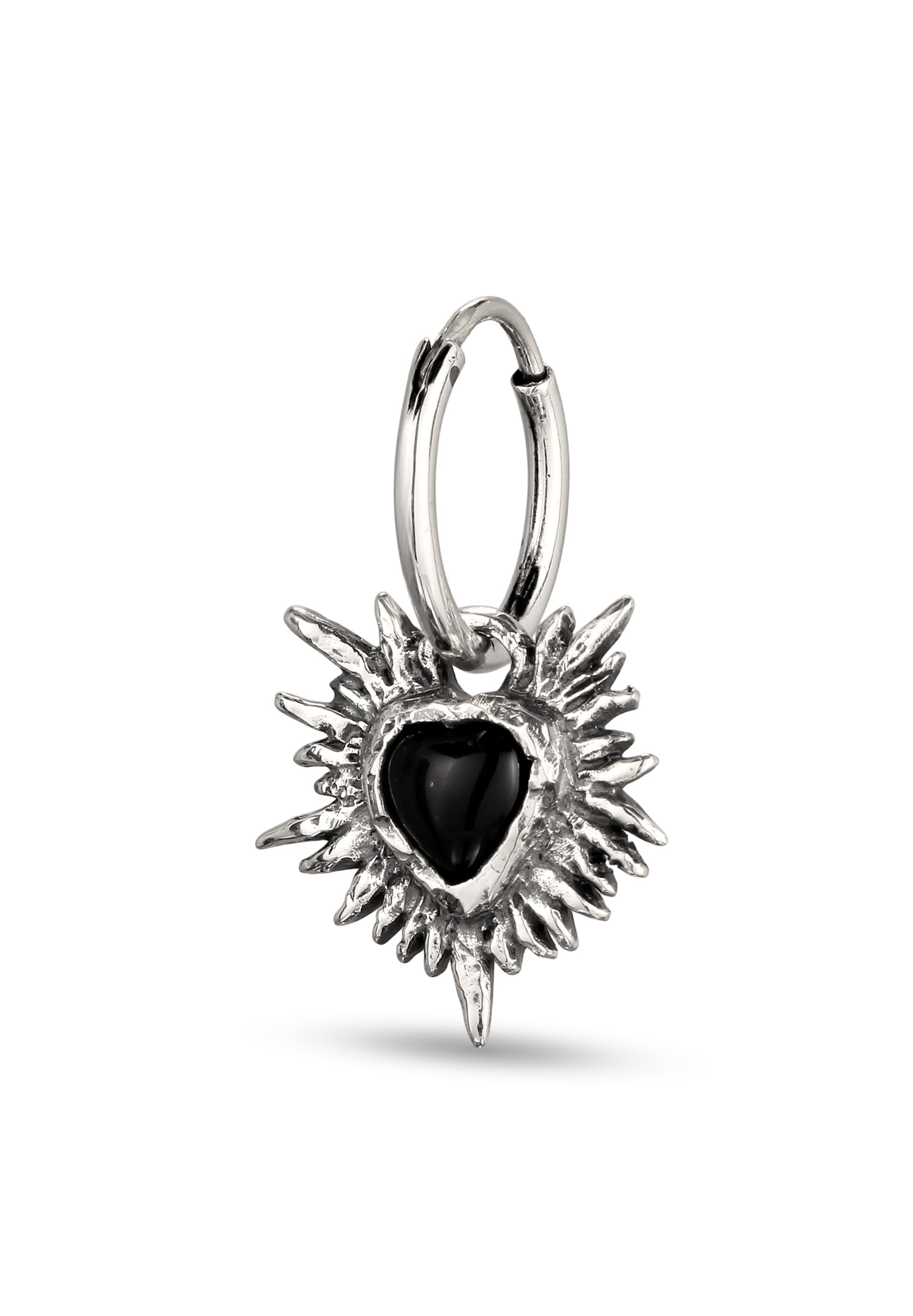 HAZE & GLORY Paar Creolen »Ohrringe Creole Herz Onyx Schwarz 925 Sterling Silber«