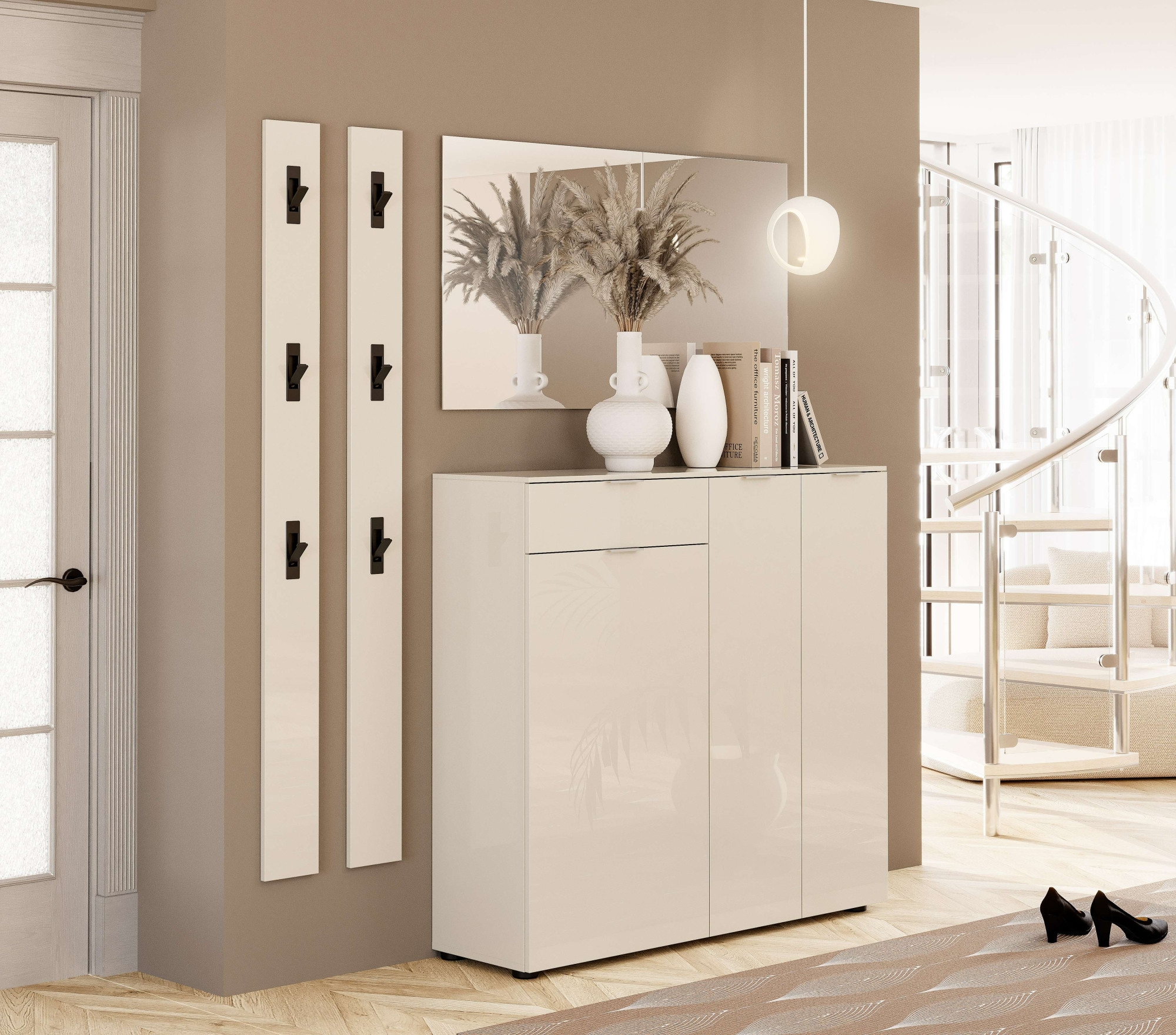 Home affaire Garderobenpaneel »ATRIO, Garderobenwand, Paneel, 3 Haken, Hochglanz lackiert« 1 Stk. tlg. mit 3 Klapphaken,hochglanz lackiert, 15x2x170 cm, Made in Italy