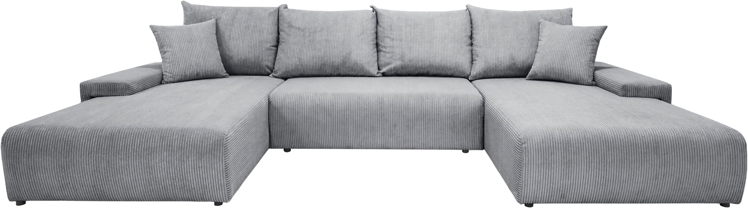WERK2 Wohnlandschaft »Amalfi, B/T: 348/188 cm, in Cord mit Schlaffunktion & Bettkasten« modernes XXL Design, U-Form