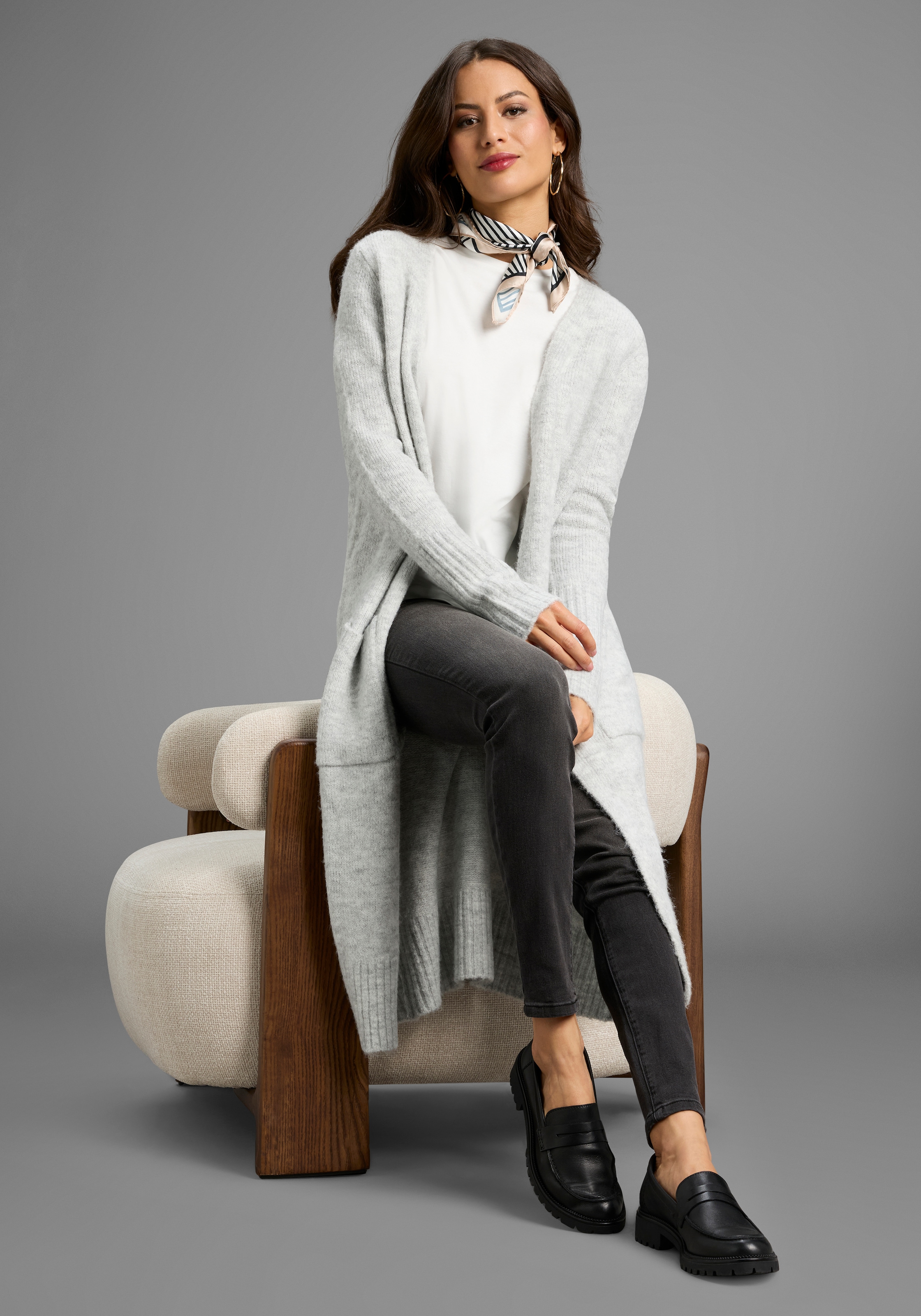 Laura Scott Strickjacke mit lässigem, langem Schnitt und Taschen