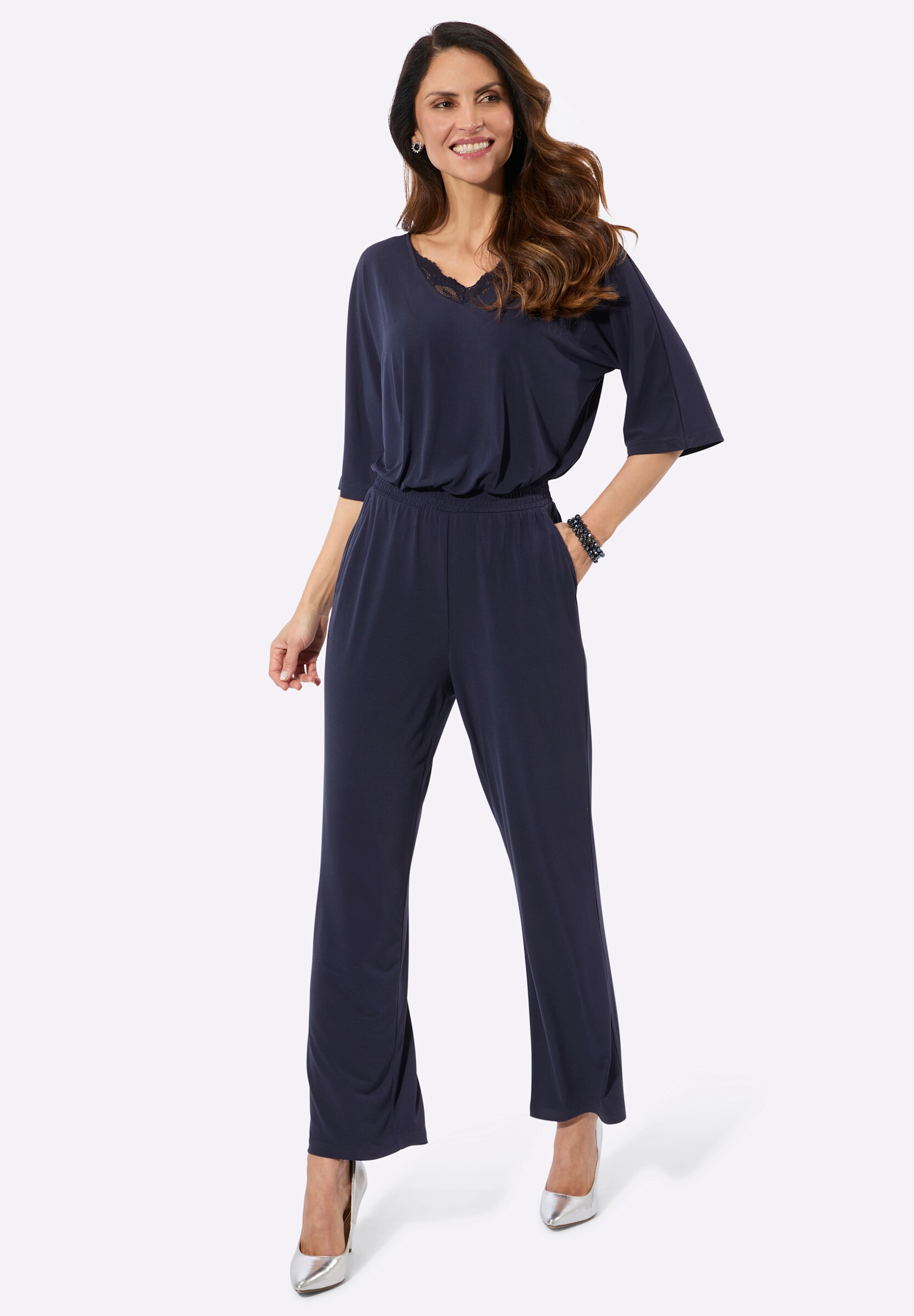 Witt Jumpsuit »Jumpsuit Jumpsuit mit Spitze am V-Ausschnitt«