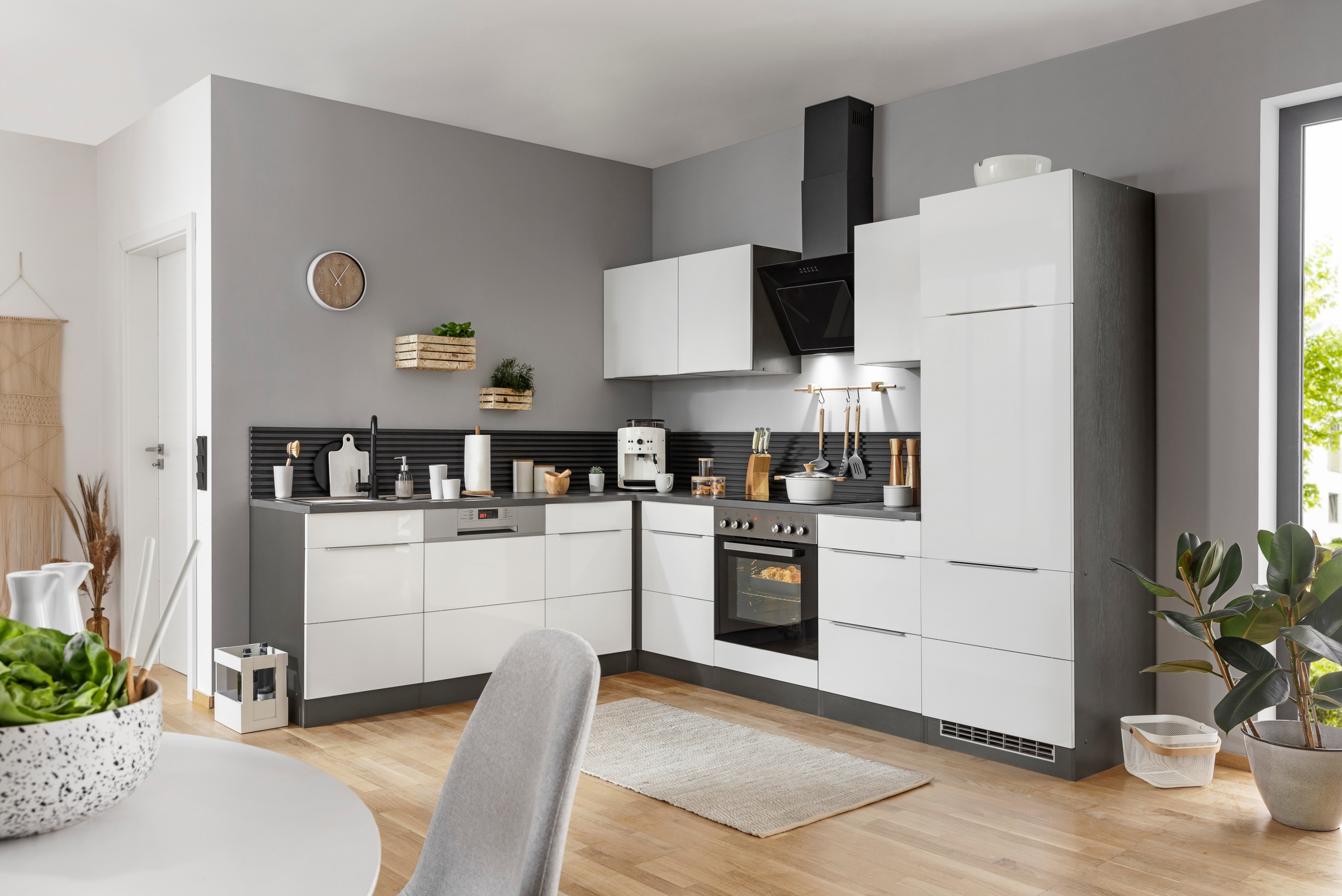 KOCHSTATION Winkelküche »KS-Brindisi«, Stellbreite 220/280 cm, wahlweise mit E-Geräten, mit MDF-Fronten
