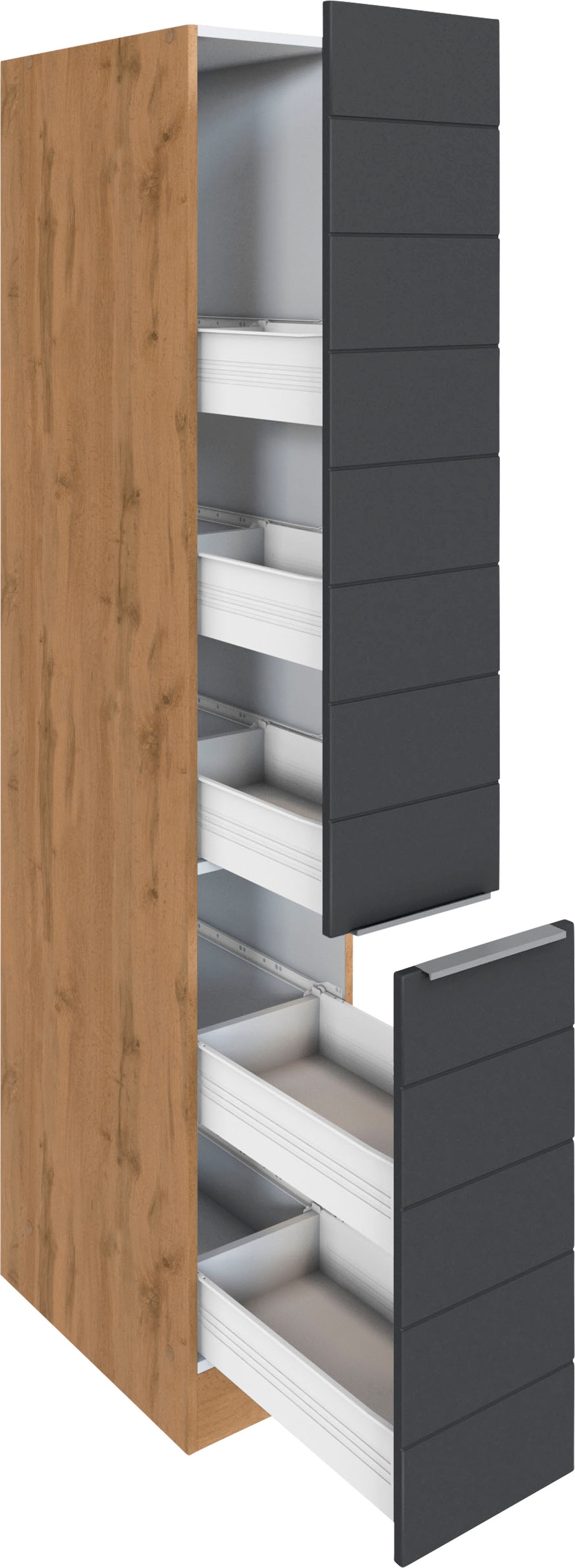 KOCHSTATION Apothekerschrank »KS-Luhe«, 30 cm breit, hochwertige MDF-Fronten mit waagerechter Lisene