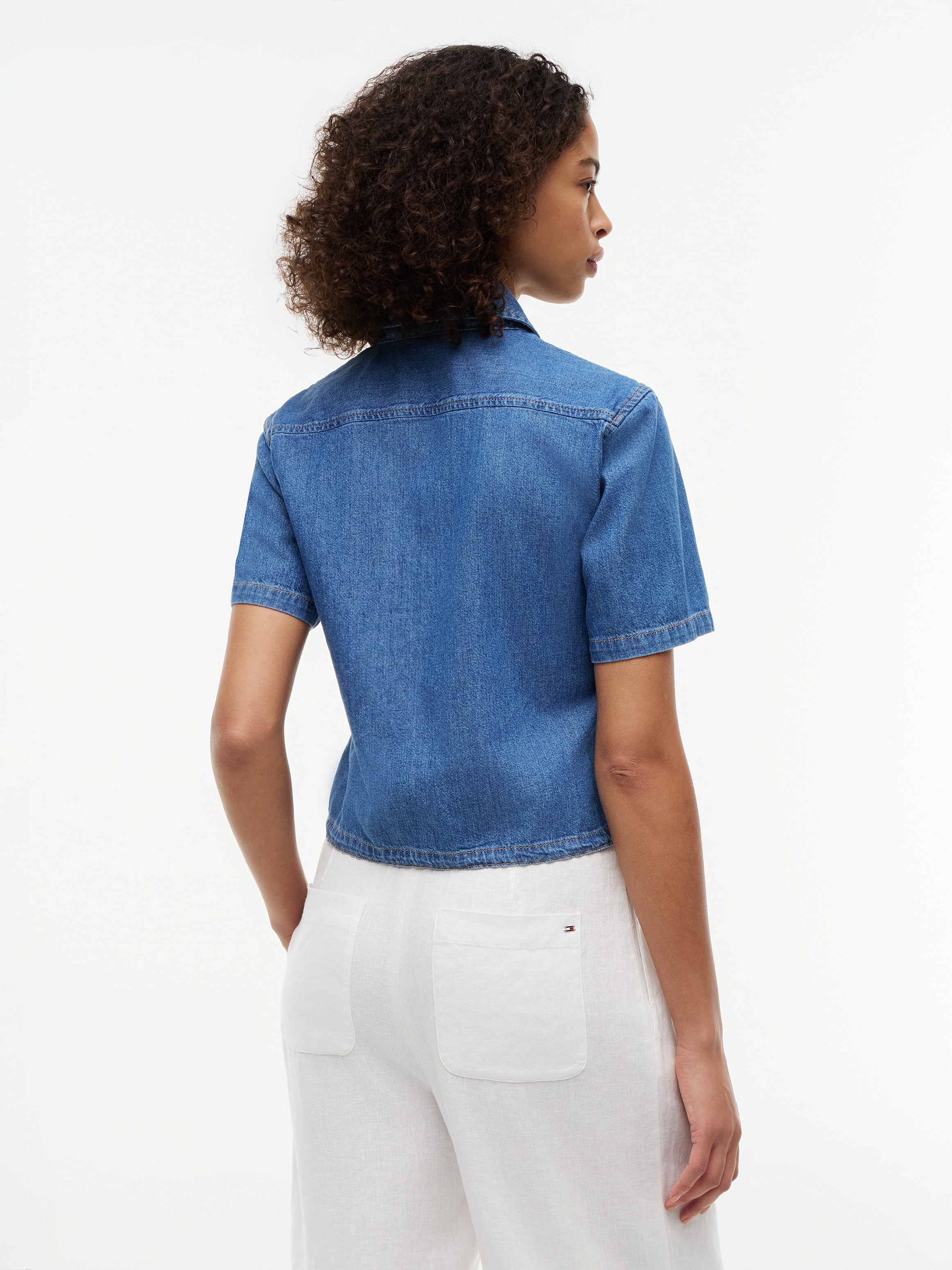 Tommy Hilfiger Jeansbluse »BOXY TIE SHIRT MIA SS« Baumwolle