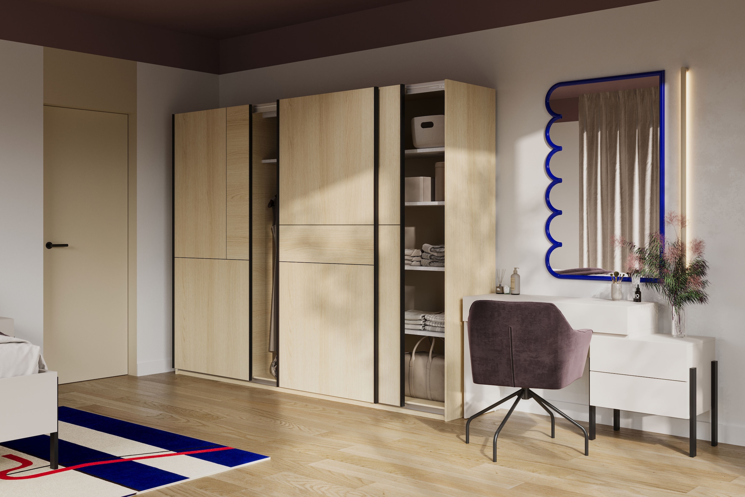 Home affaire Schiebetürenschrank »Cube Garderobenschrank incl.kompletter Innenausstattung«, Moderner Kleiderschrank, Schiebetürenschrank, Garderobe