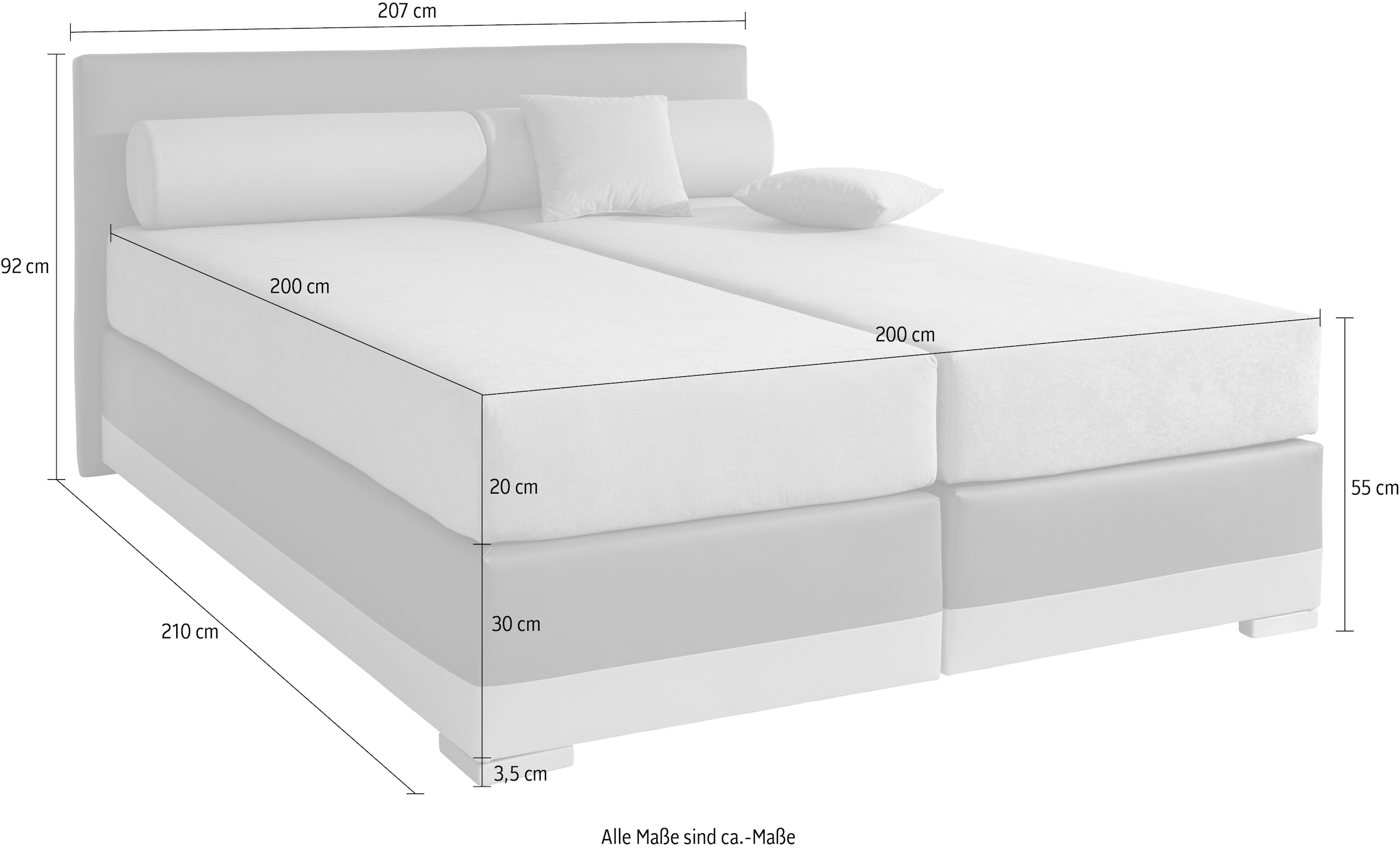 Maintal Boxspringbett »Lago«, in 3 verschiedenen Matratzenarten, H2 oder H3