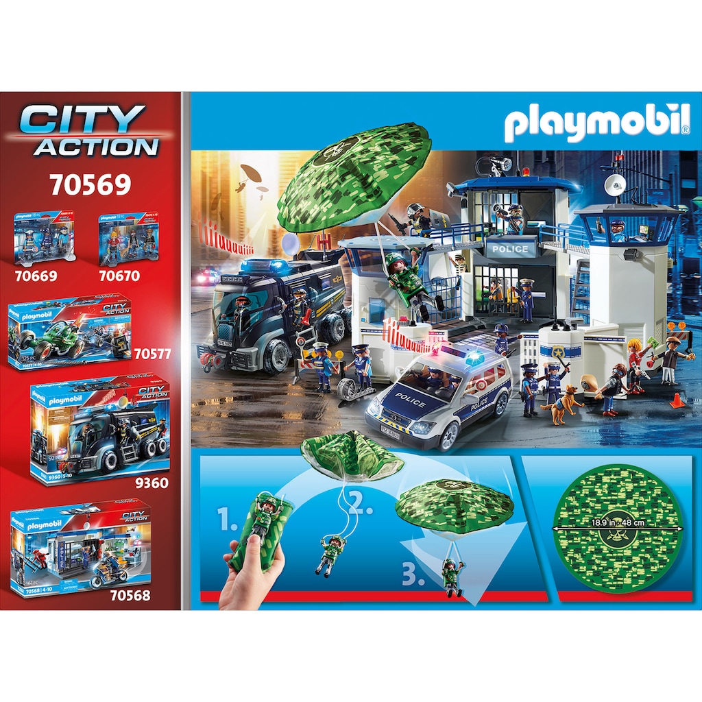 Playmobil® Konstruktions-Spielset »Polizei-Hubschrauber: Fallschirm-Verfolgung (70569), City Action«, (19 St.), Made in Germany