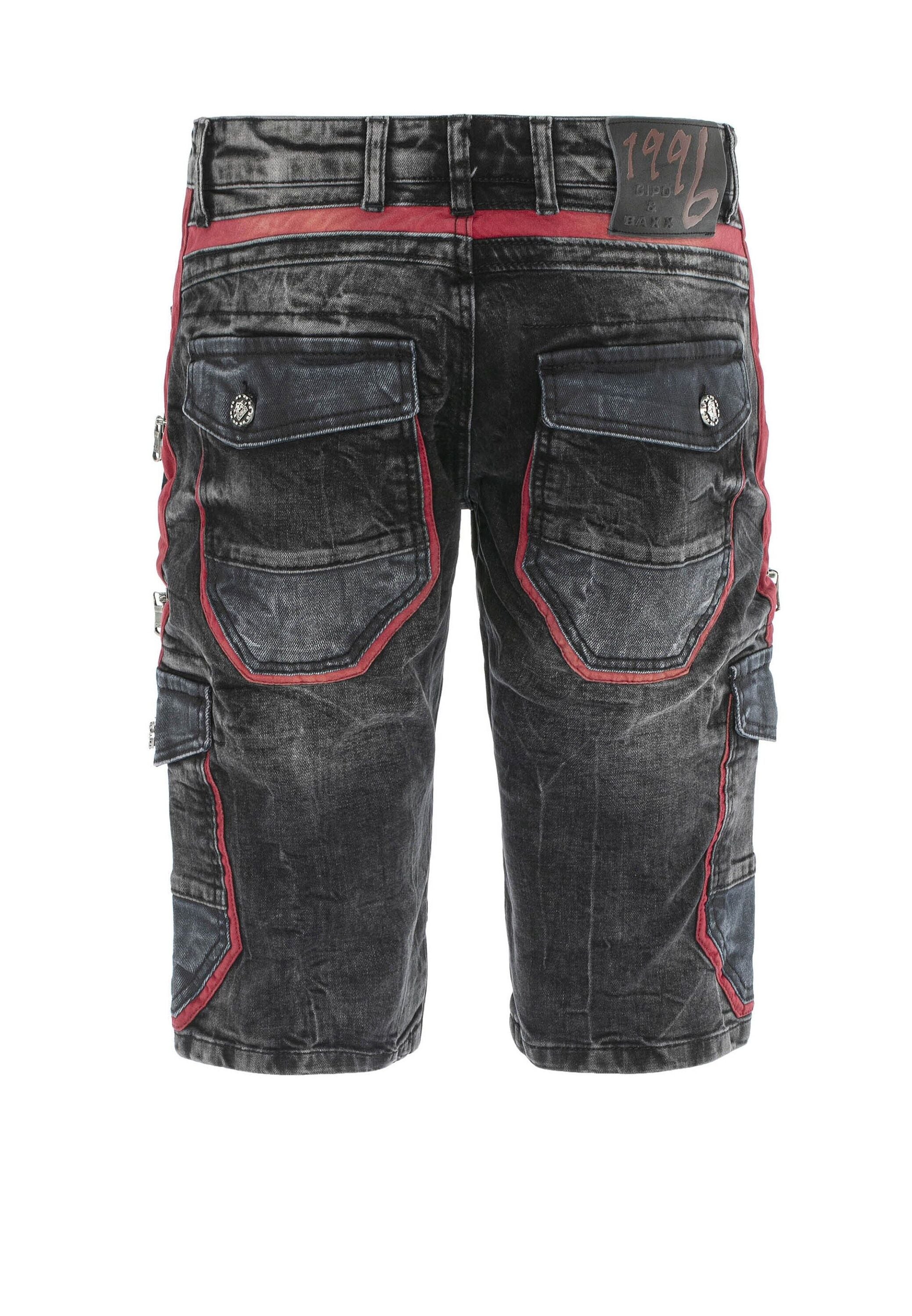 Cipo & Baxx Jogg-Jeansbermudas »Cipo & Baxx Bermuda & Short« mit Reißverschluss-Verzierungen, CK224