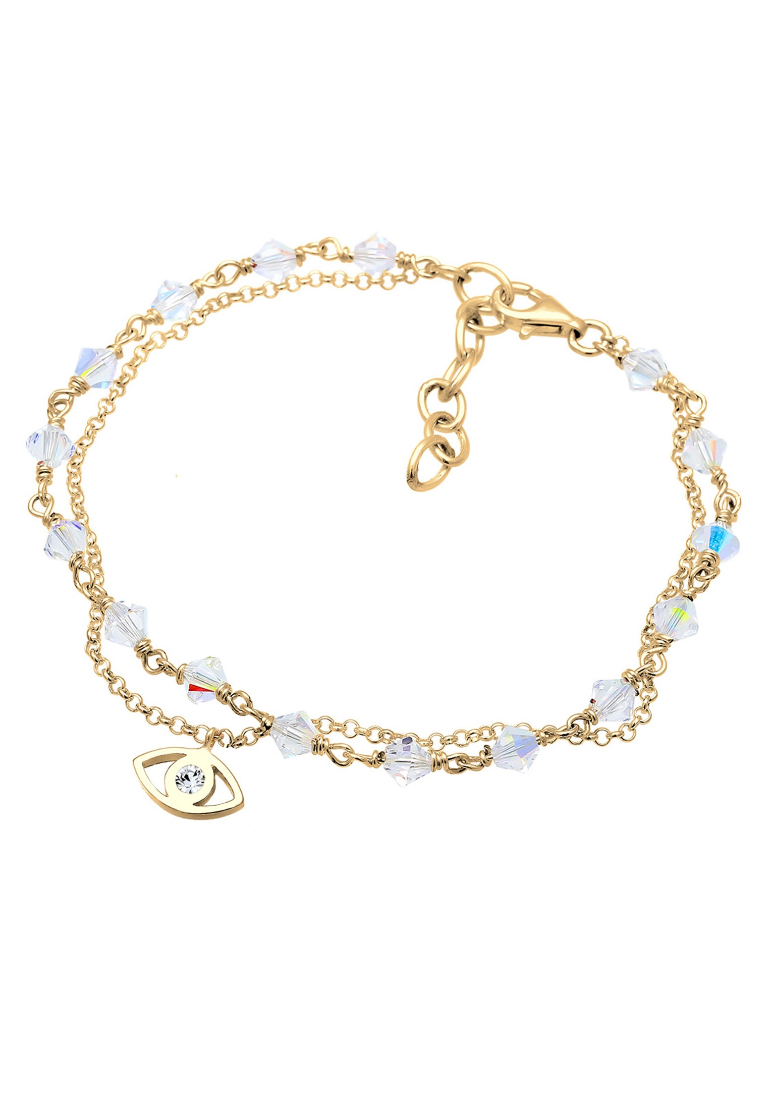 Elli Armkette »Armband Evil Eye Weiß 925 Silber vergoldet, mit Kristallen von Swarovski®«