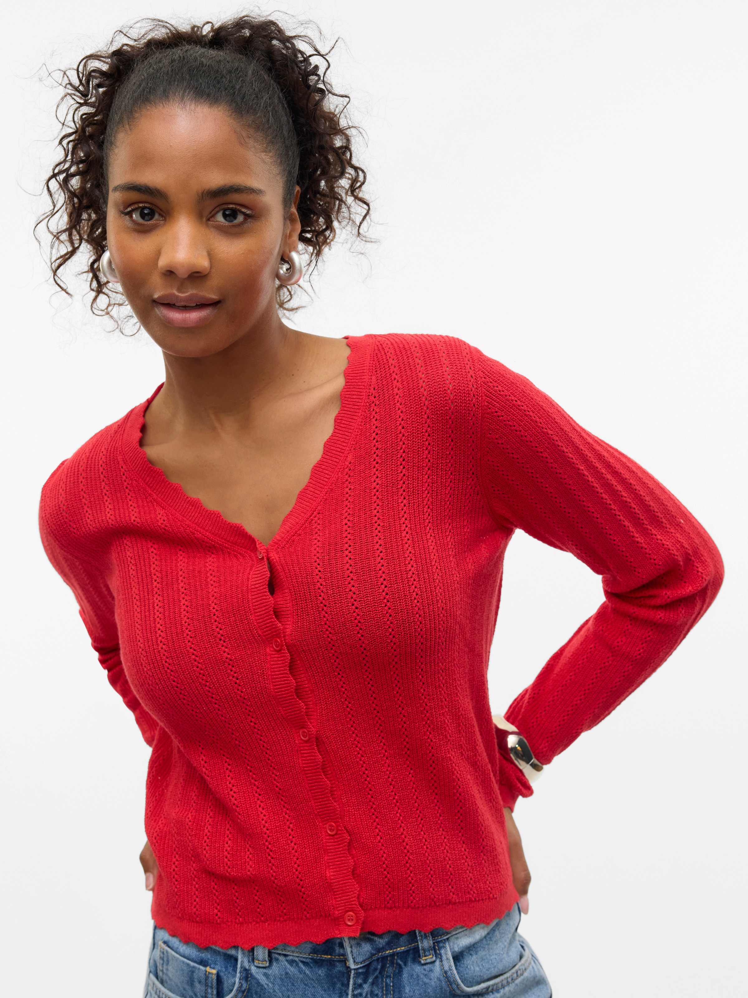 Vero Moda Strickjacke »VMLUXLIGHT POINTELLE LS V-NECK CARDIGAN«