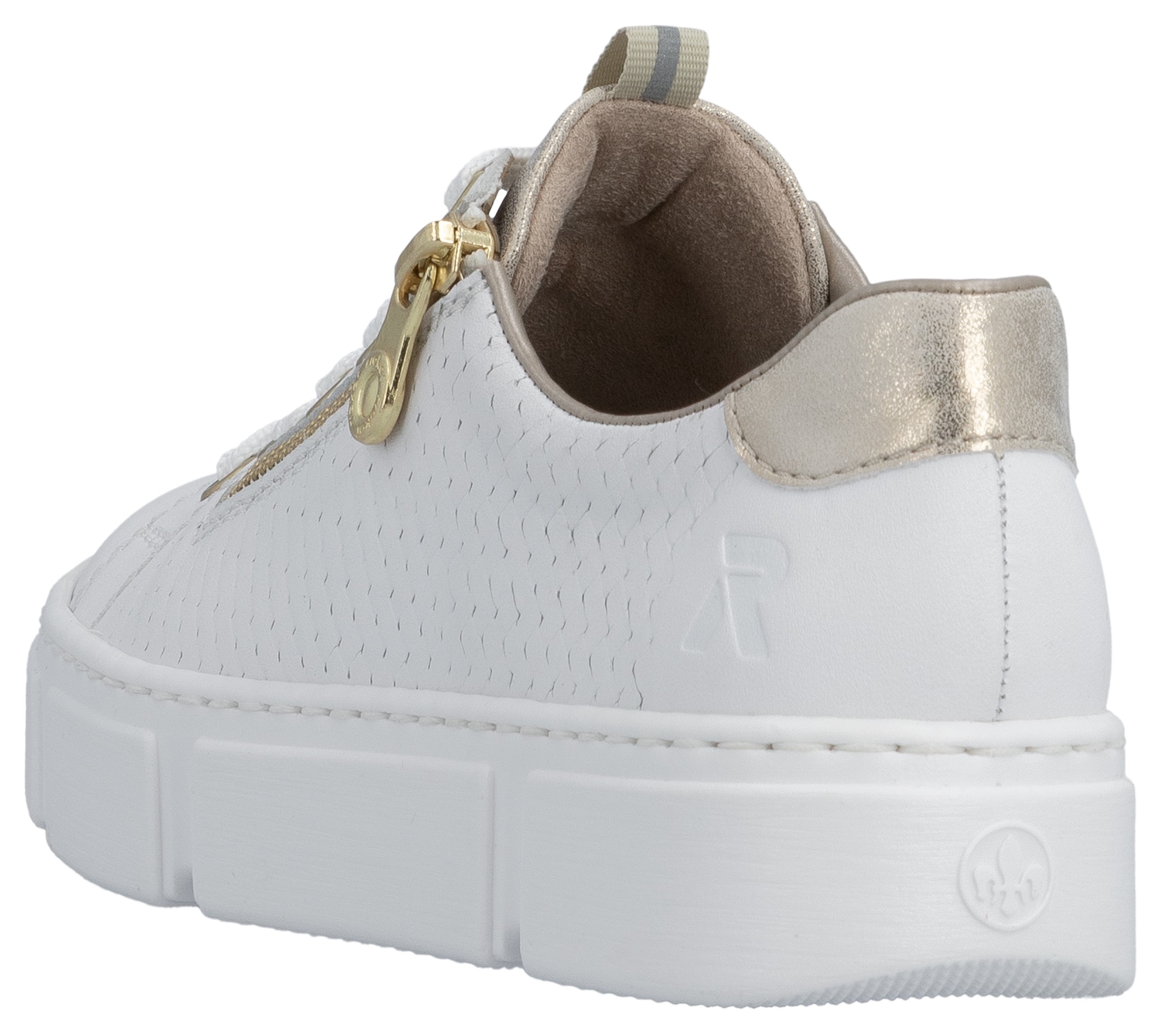 Rieker Plateausneaker  mit goldfarbenen Details, Freizeitschuh, Halbschuh, Schnürschuh