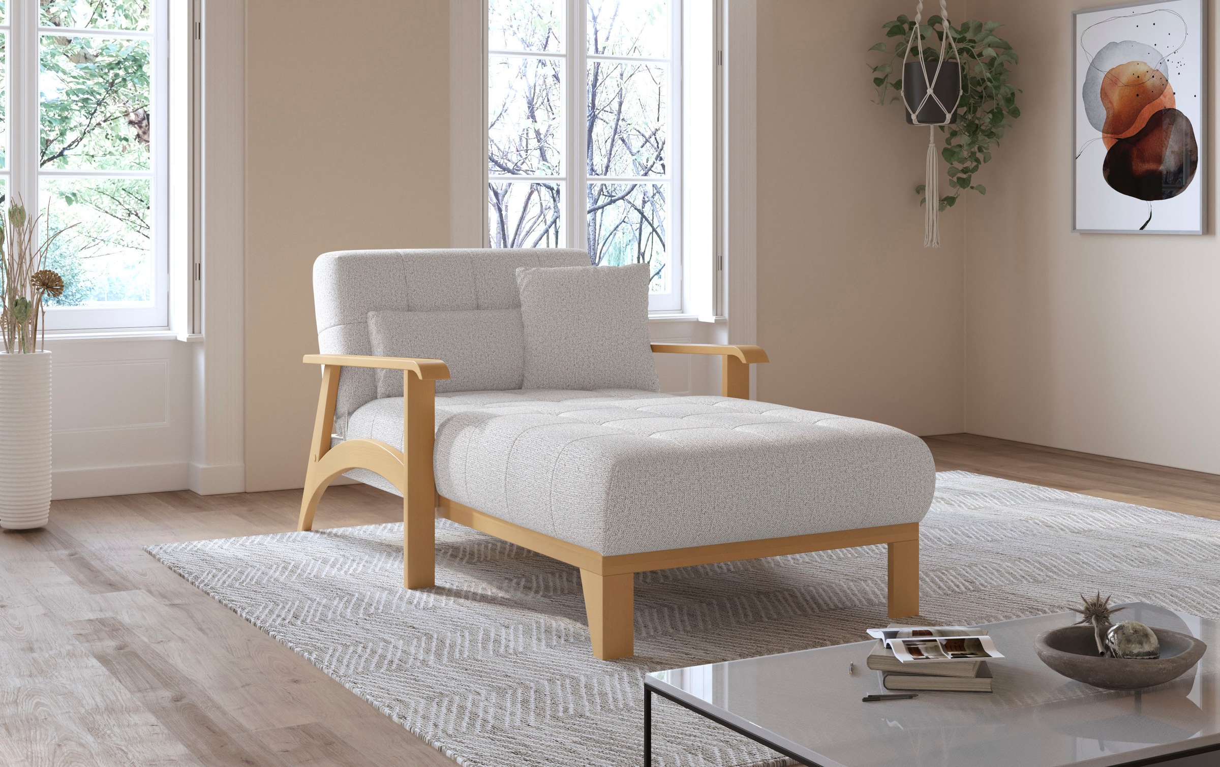 sit&more Recamiere »Billund«, Armlehnen aus eichefarbigem Buchenholz, verschiedene Bezüge und Farben