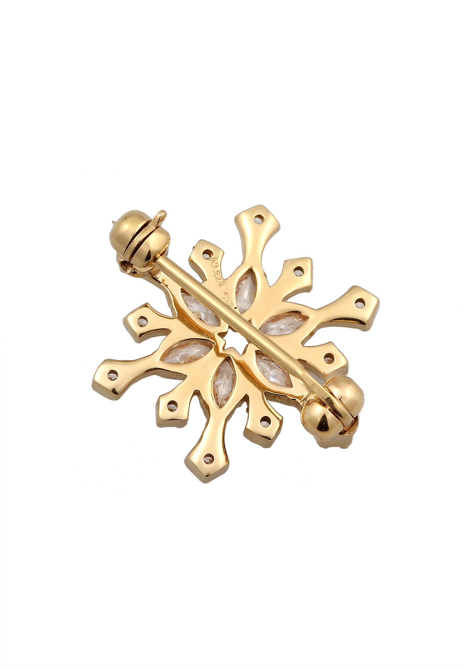 Elli Schmuckset »Schmuckzubehör Brosche Schneeflocke Zirkonia Weiß 925 Sterling Silber«