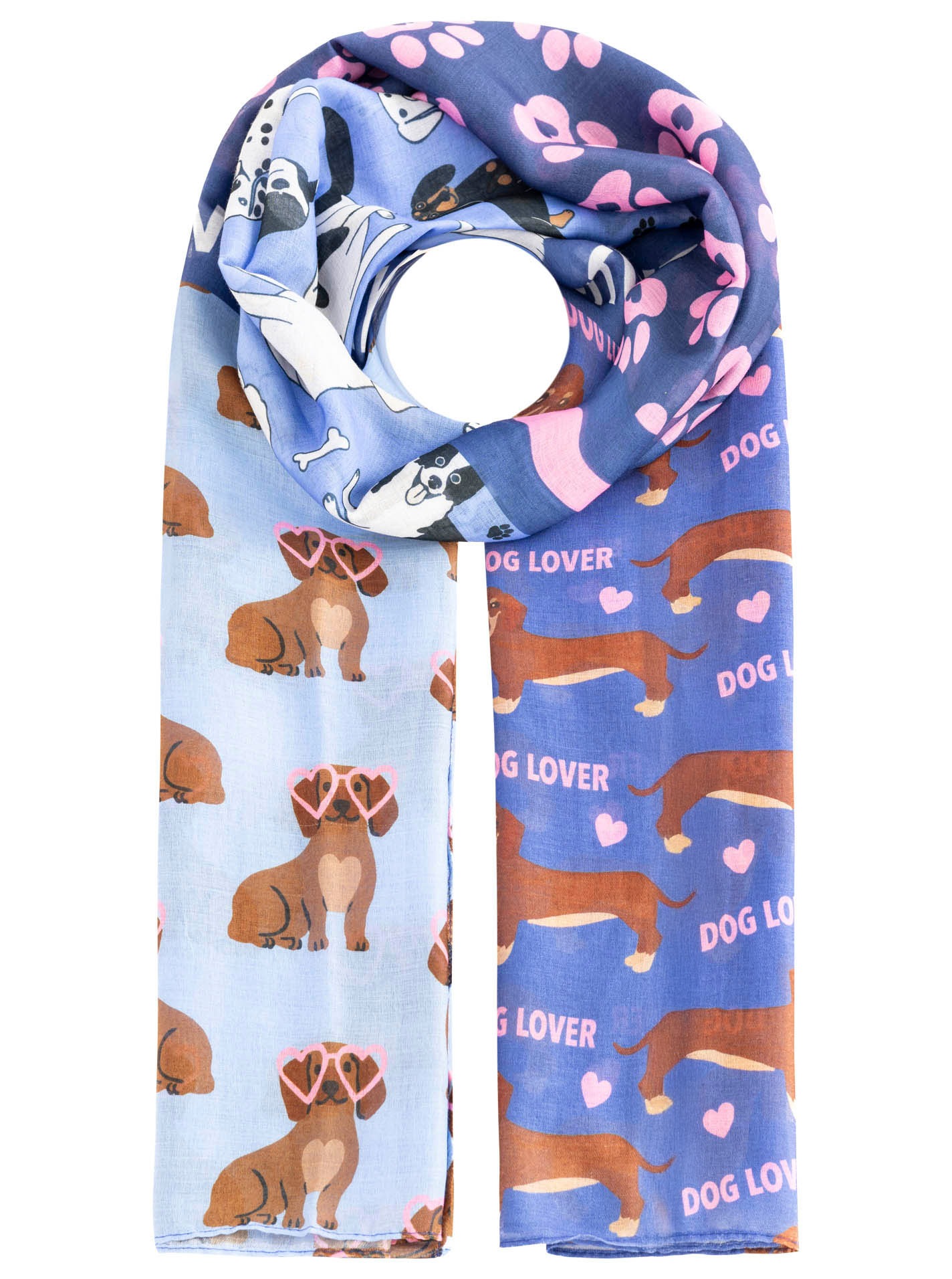 Zwillingsherz Schal »"Pawsitive"« Hundemuster, farbenfroh, transparent