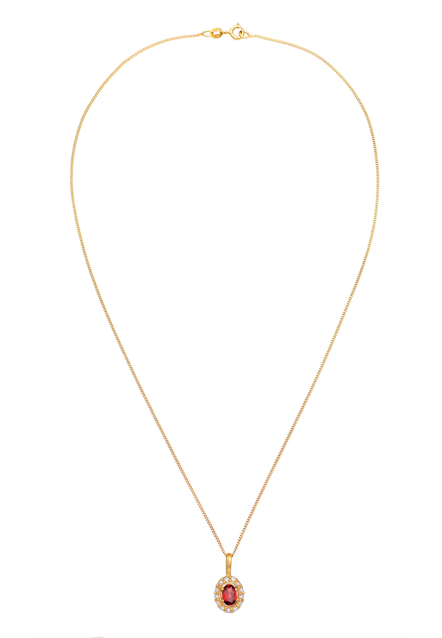 Elli Premium Kette mit Anhänger »Halskette Granat Topas Klassik Elegant 585 Gelbgold«