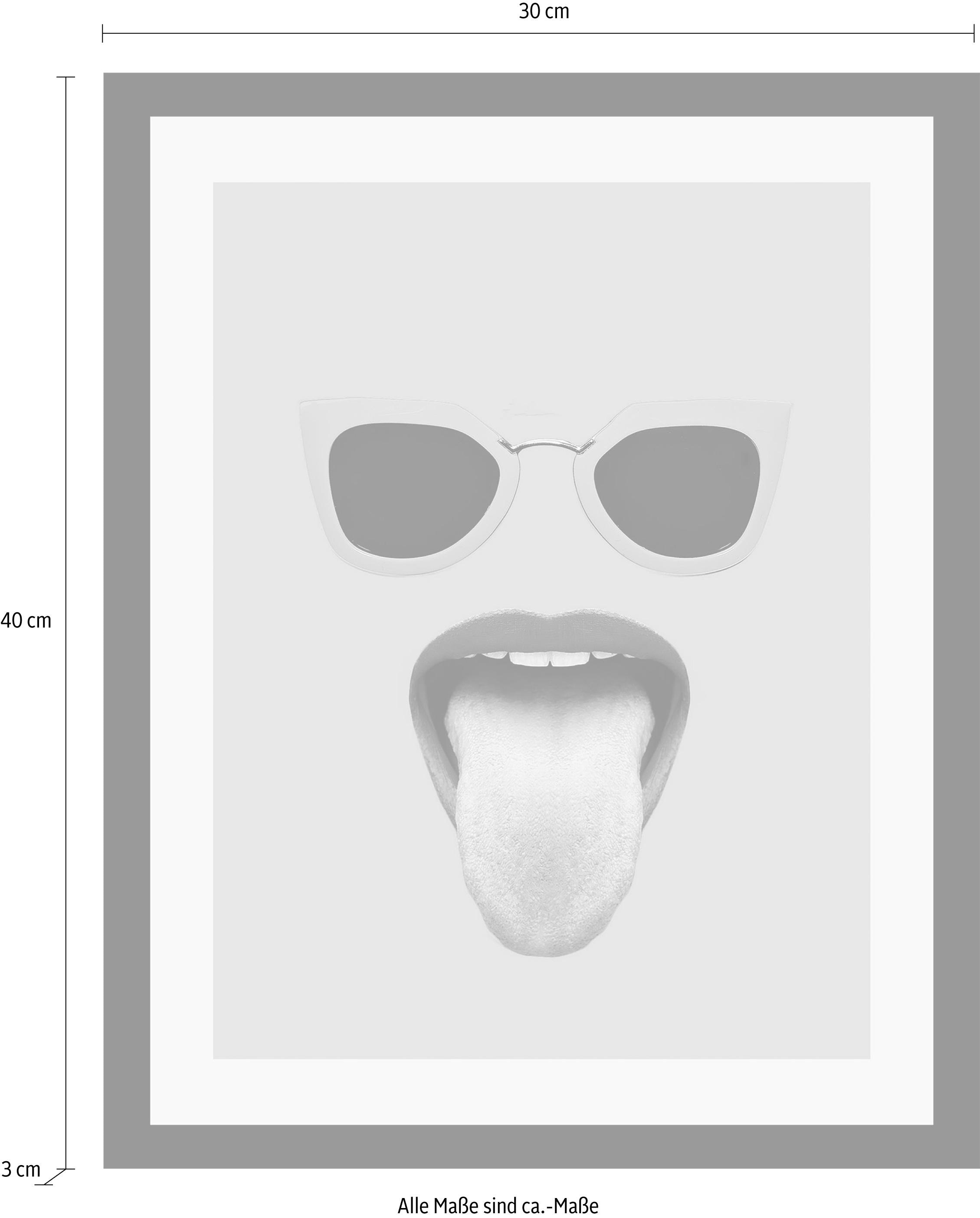 queence Bild »Brille + Mund« Bilder von Frauen | Bilder von Männern | Gesicht | Humor HD Premium Poster-Druck inkl. Holzrahmen