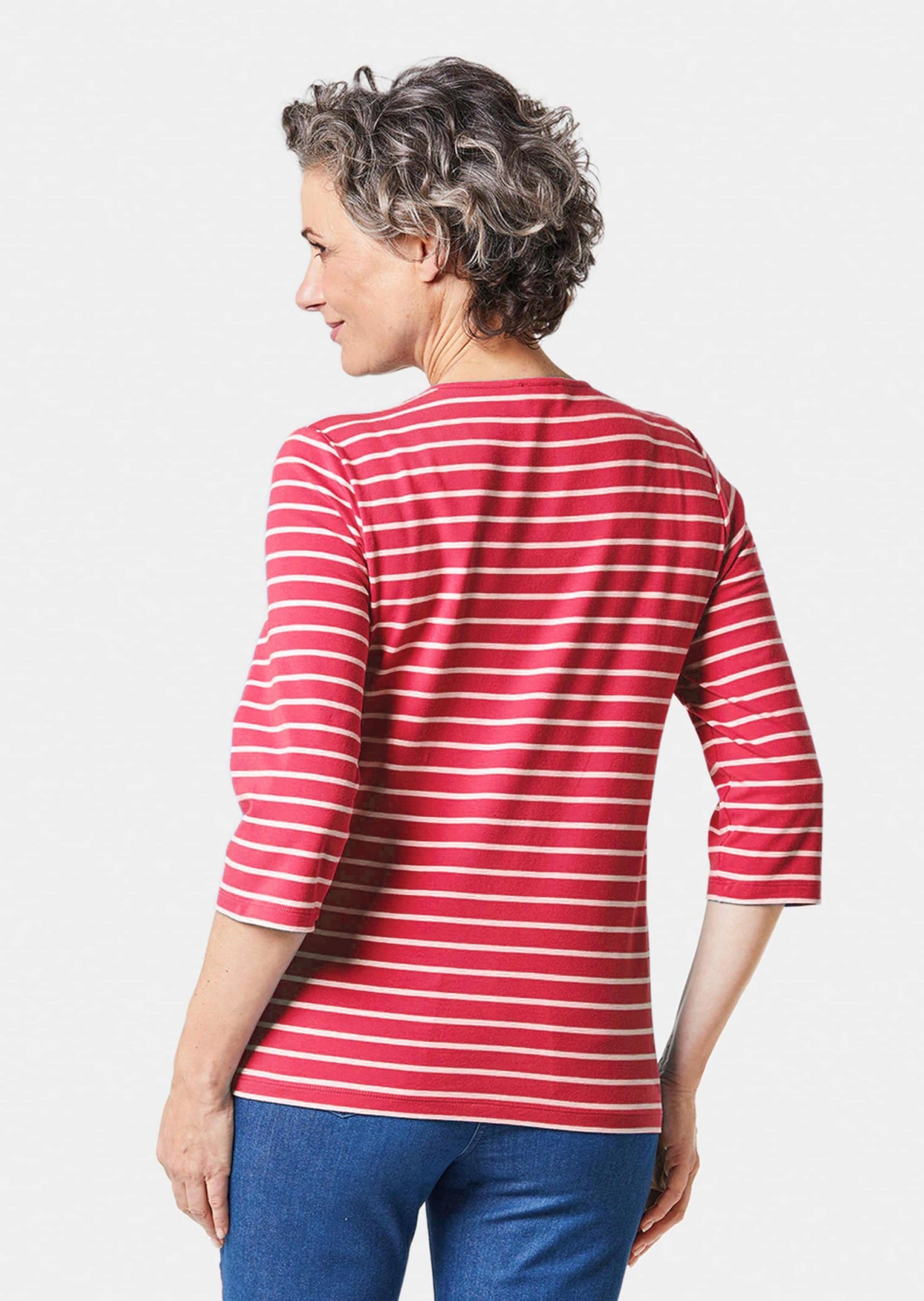 GOLDNER 3/4-Arm-Shirt »Kurzgröße Buntgewirktes Ringelshirt«