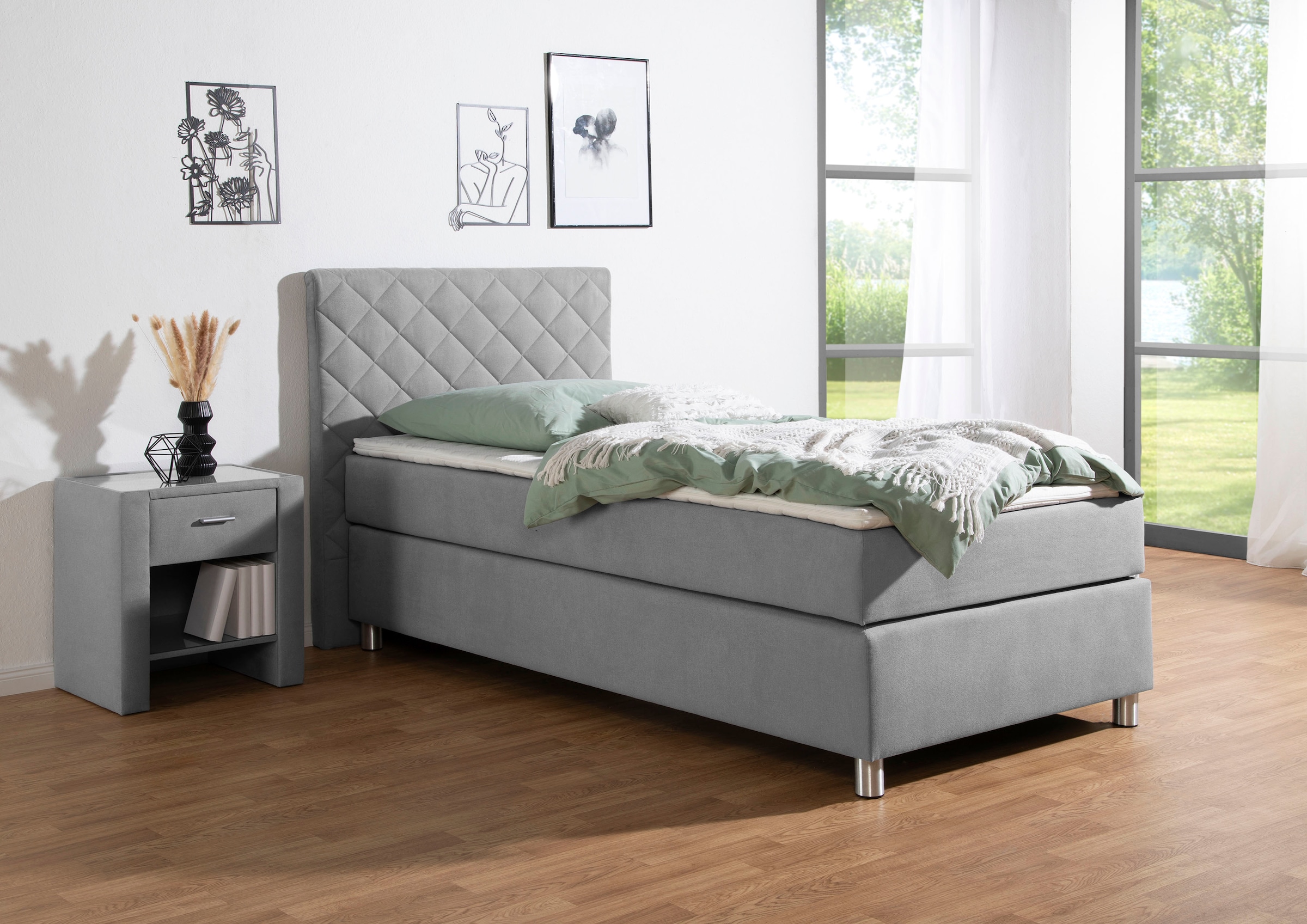 Leonique Boxspringbett »Bernard, in verschiedenen Breiten« inkl. Topper, Matratze in H2, H3 oder H4 erhältlich