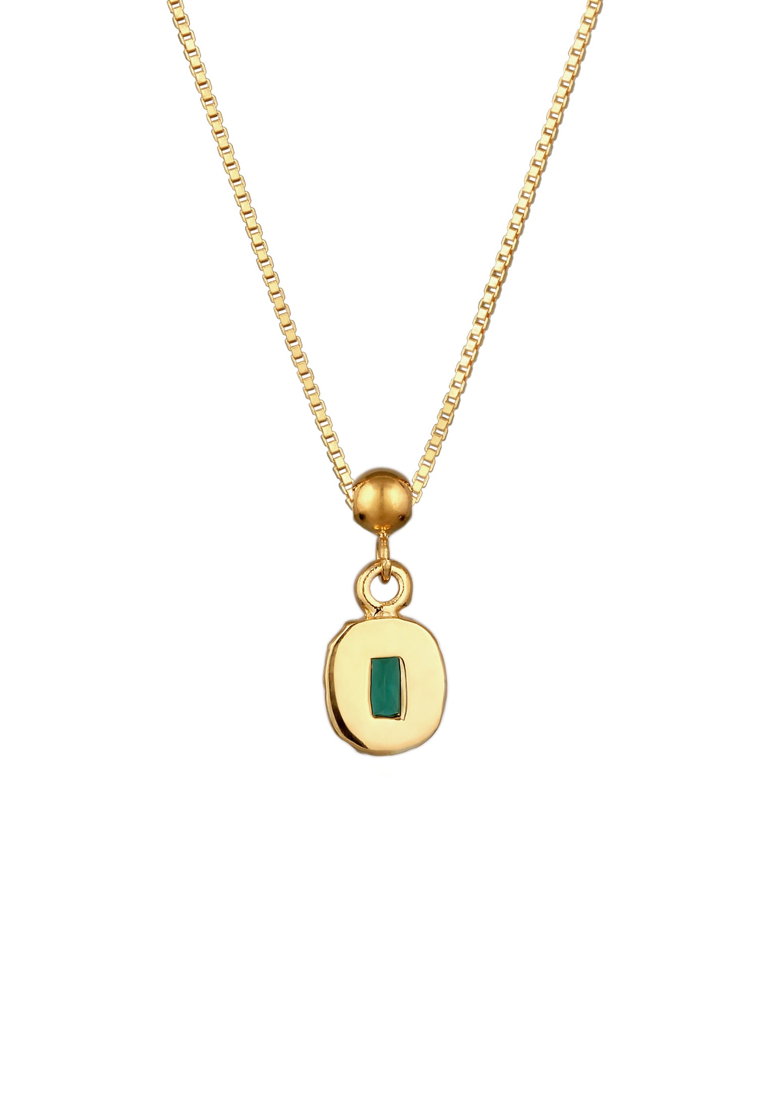 Elli Premium Kette mit Anhänger »Halskette Rechteck Synthetischer Smaragd Grün 925 Sterling Silber«