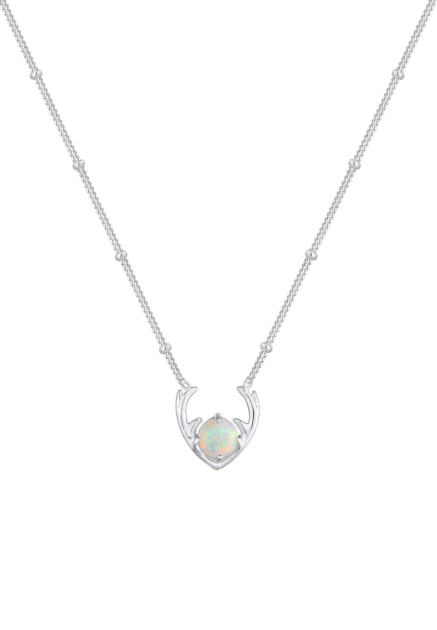 Elli Silberkette »Halskette Synthetischer Opal Rentier Geweih 925 Silber«