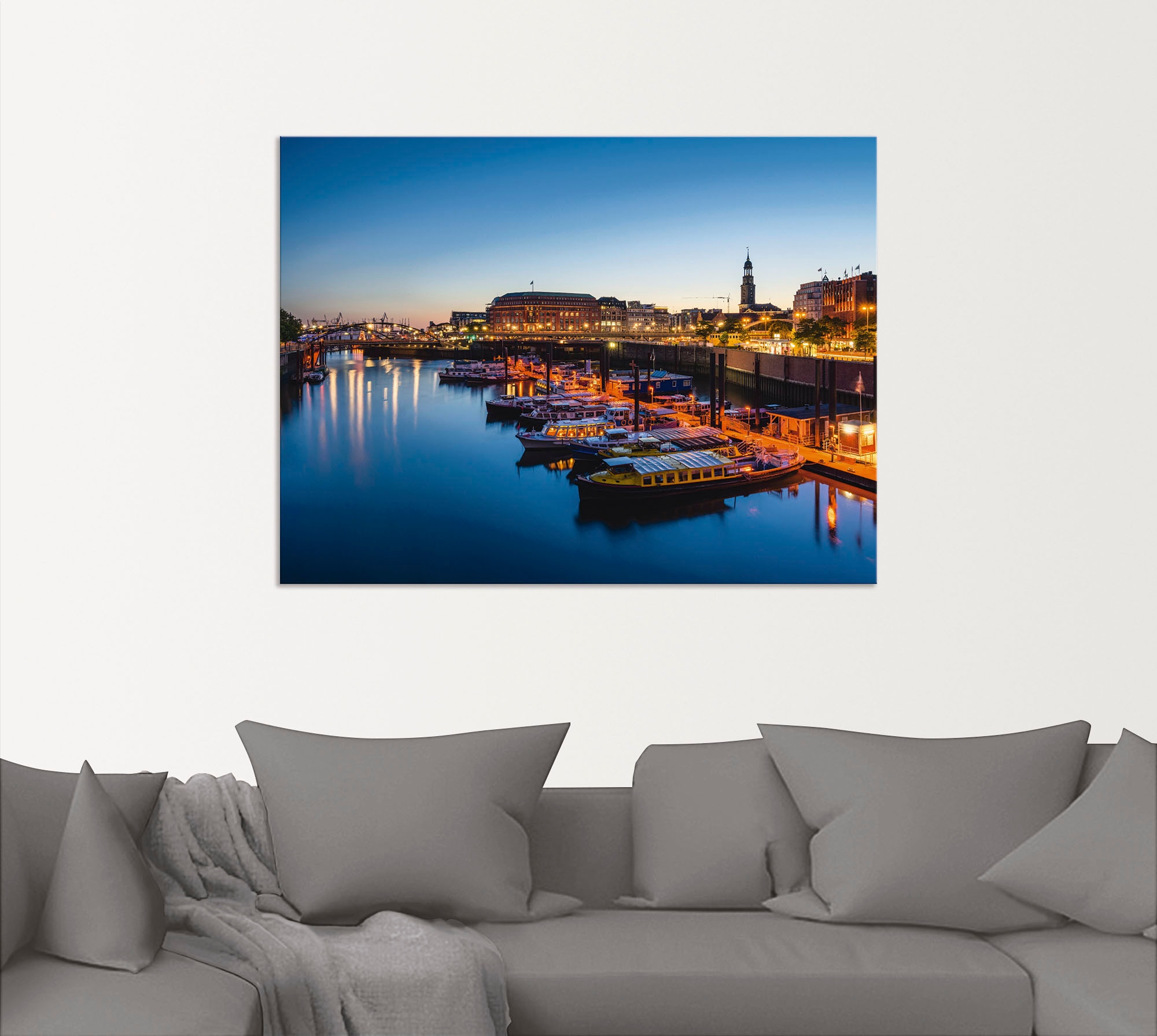 Artland Wandbild »Hamburg Hafen Panorama mit Michel«, Deutschland, (1 St.), als Alubild, Outdoorbild, Leinwandbild, Poster in verschied. Größen