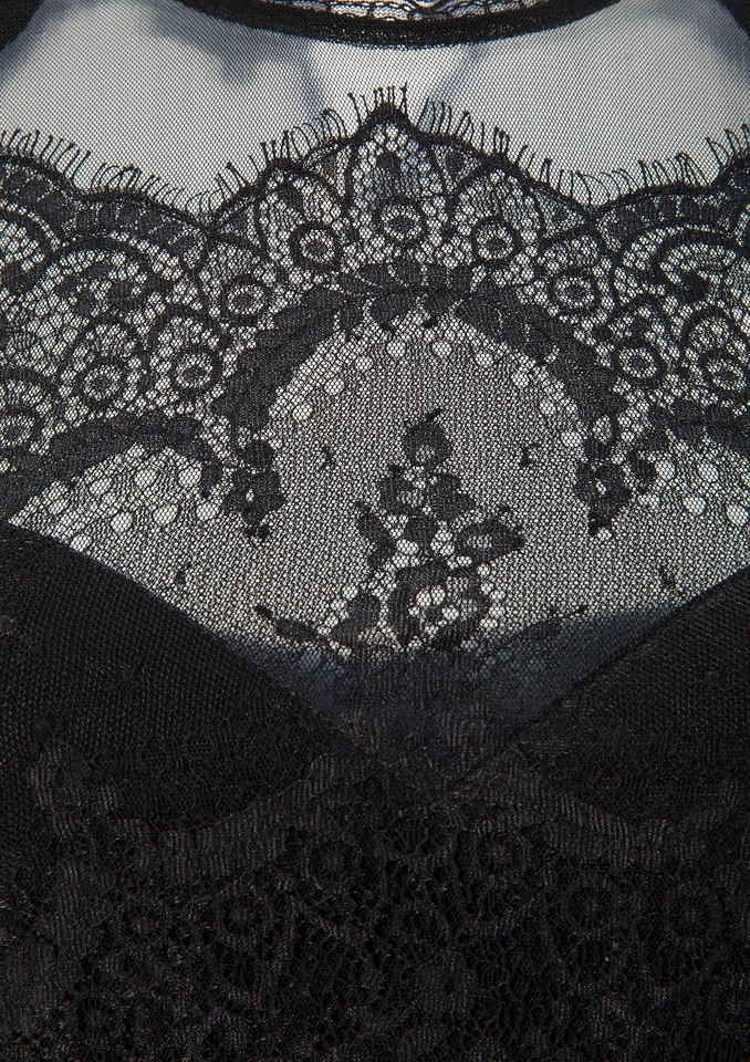 MarJo Shirtbody, Damen, aus zartem Tüll und Spitzenbesatz