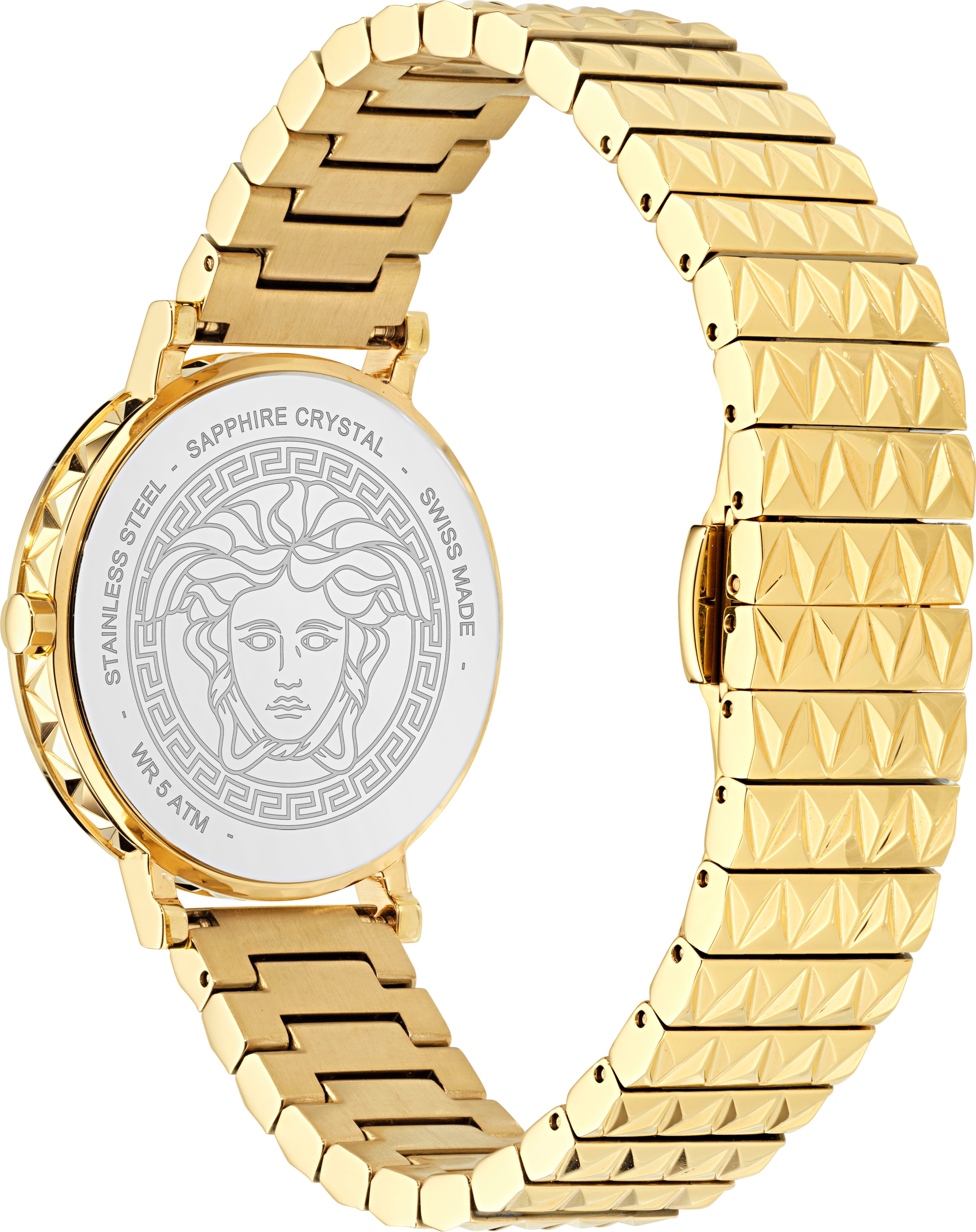 Versace Quarzuhr »VERSACE DAEDALUS«, Armbanduhr, Damenuhr, Swiss Made, Edelstahlarmband, analog, Saphirglas