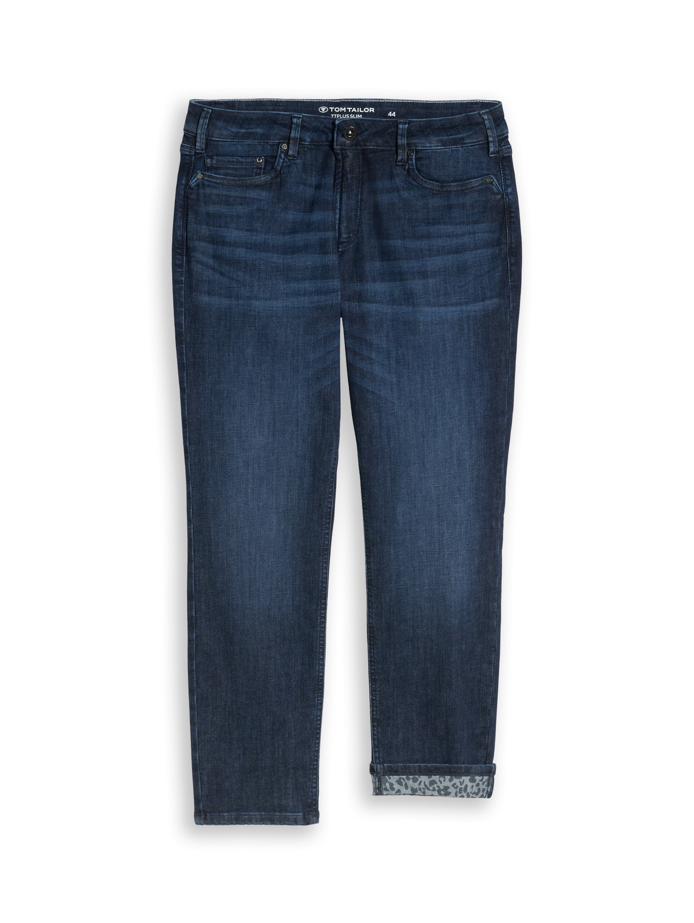 TOM TAILOR PLUS 5-Pocket-Jeans mit Leo-Print auf der Innenseite / Große Größen