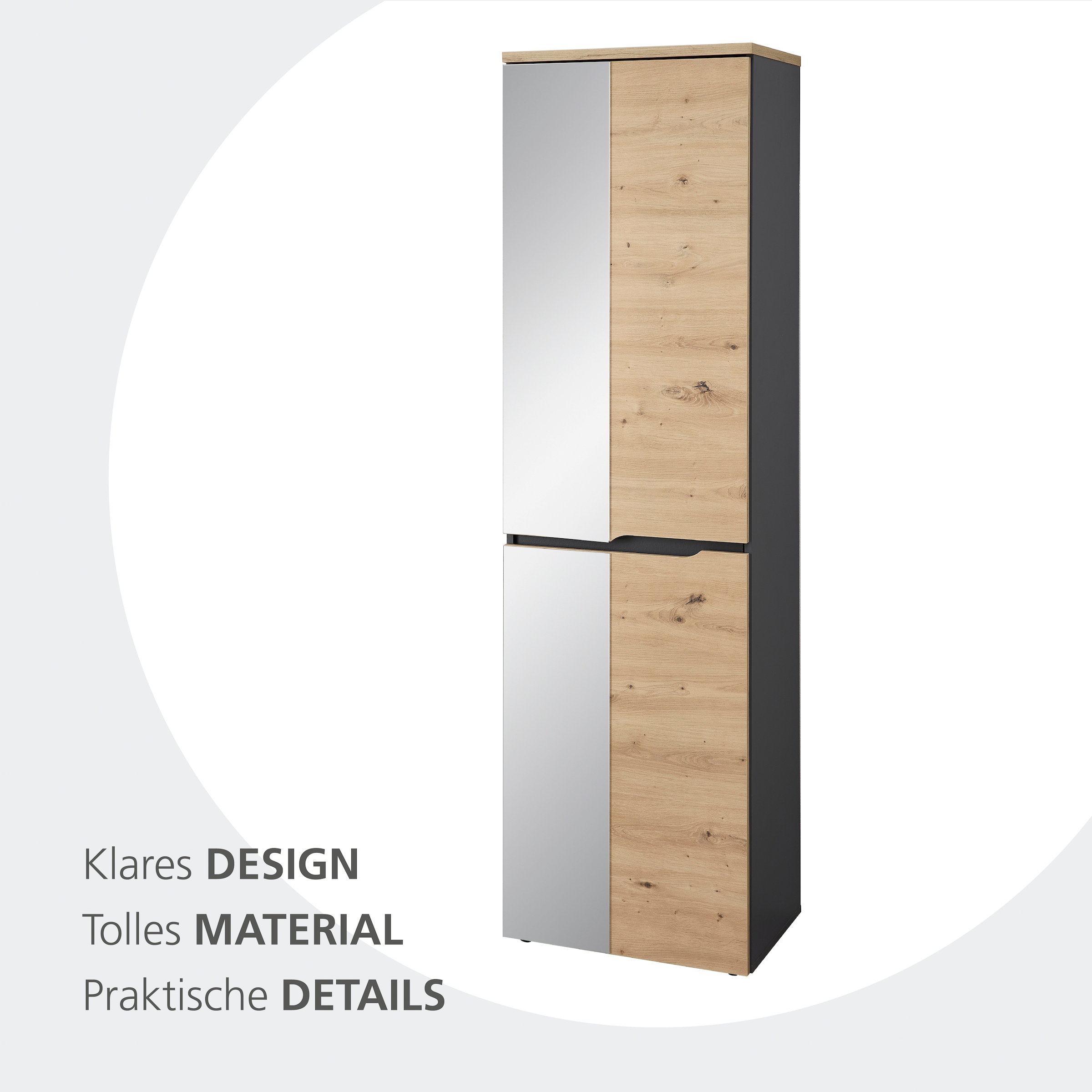 OTTO home Garderobenschrank »Fargo Garderobenschrank, 55/192/38 (B/H/T cm)« 1 Stk. tlg. 4 türig, Spiegel, Softclose, Kleiderstange