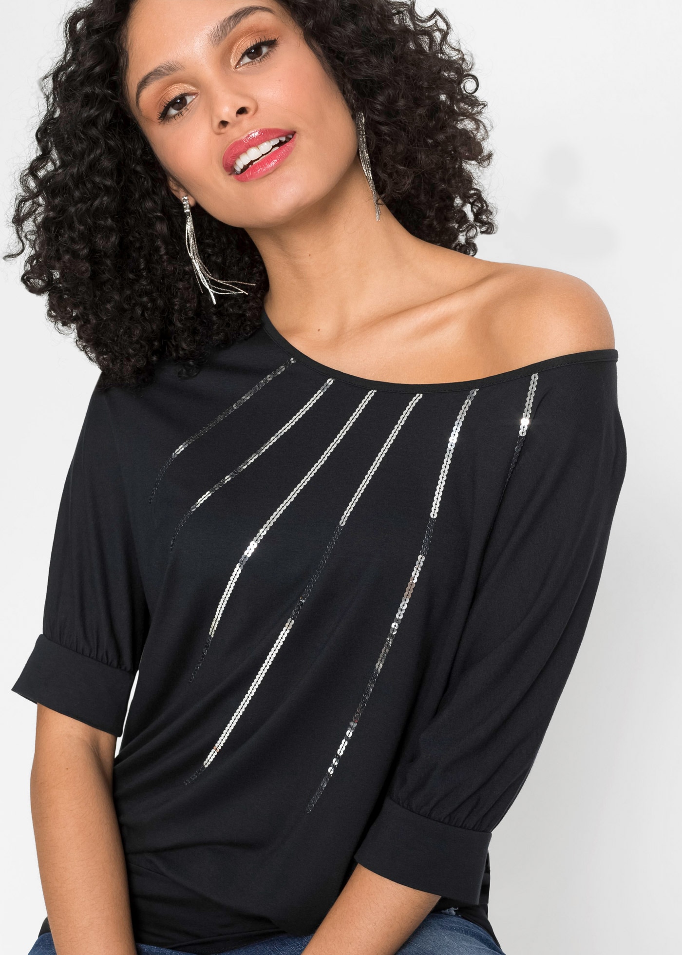 bonprix T-Shirt »Shirt aus fließendem Viskose-Mix« Shirt aus fließendem Viskose-Mix