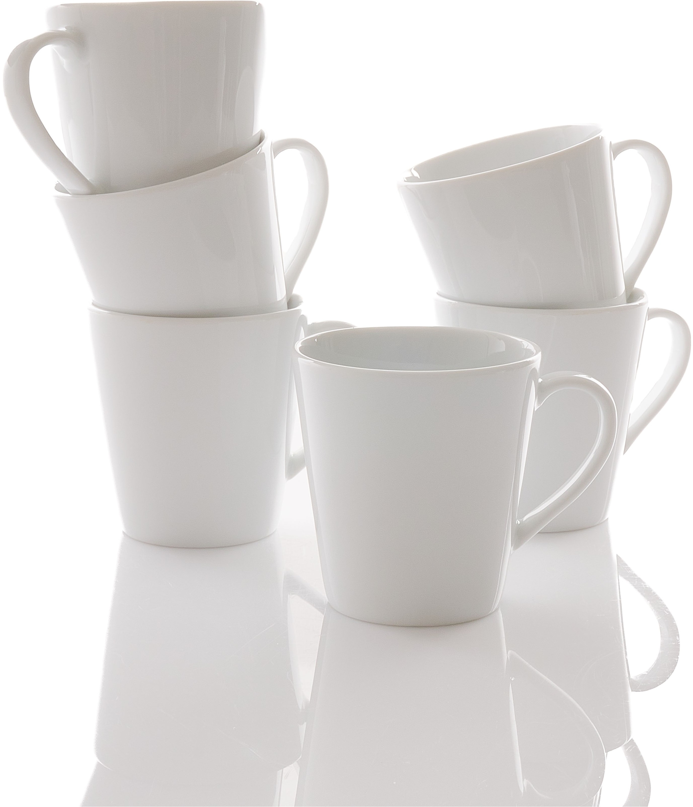 Retsch Arzberg Becher »Kaffee-/Henkelbecher HEIKE WEISS 250 ml, konisch, Set 6-tlg. Porzellan« Klassisches Henkelbecher Set für 6 Personen, zeitlos & chic