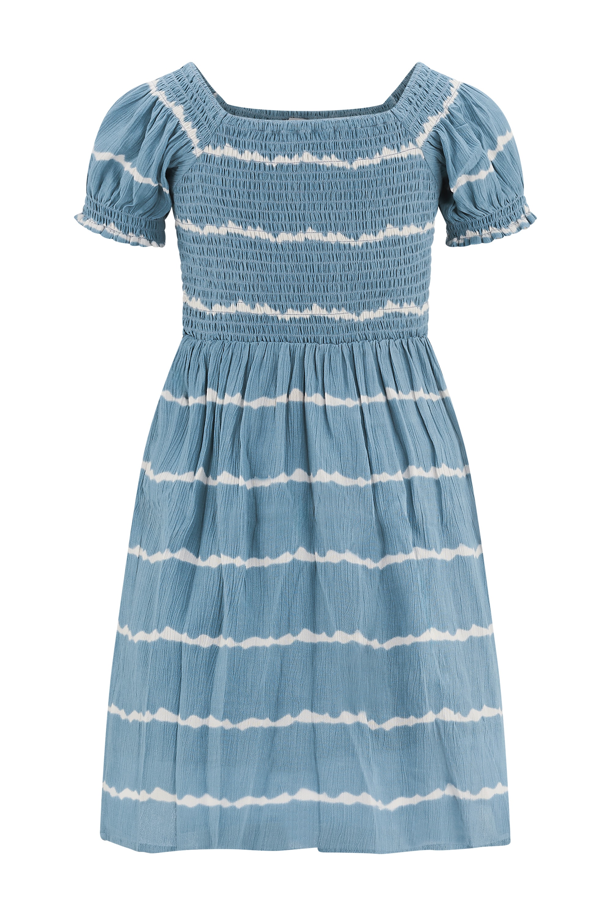 happy girls Druckkleid mit gesmoktem Oberteil