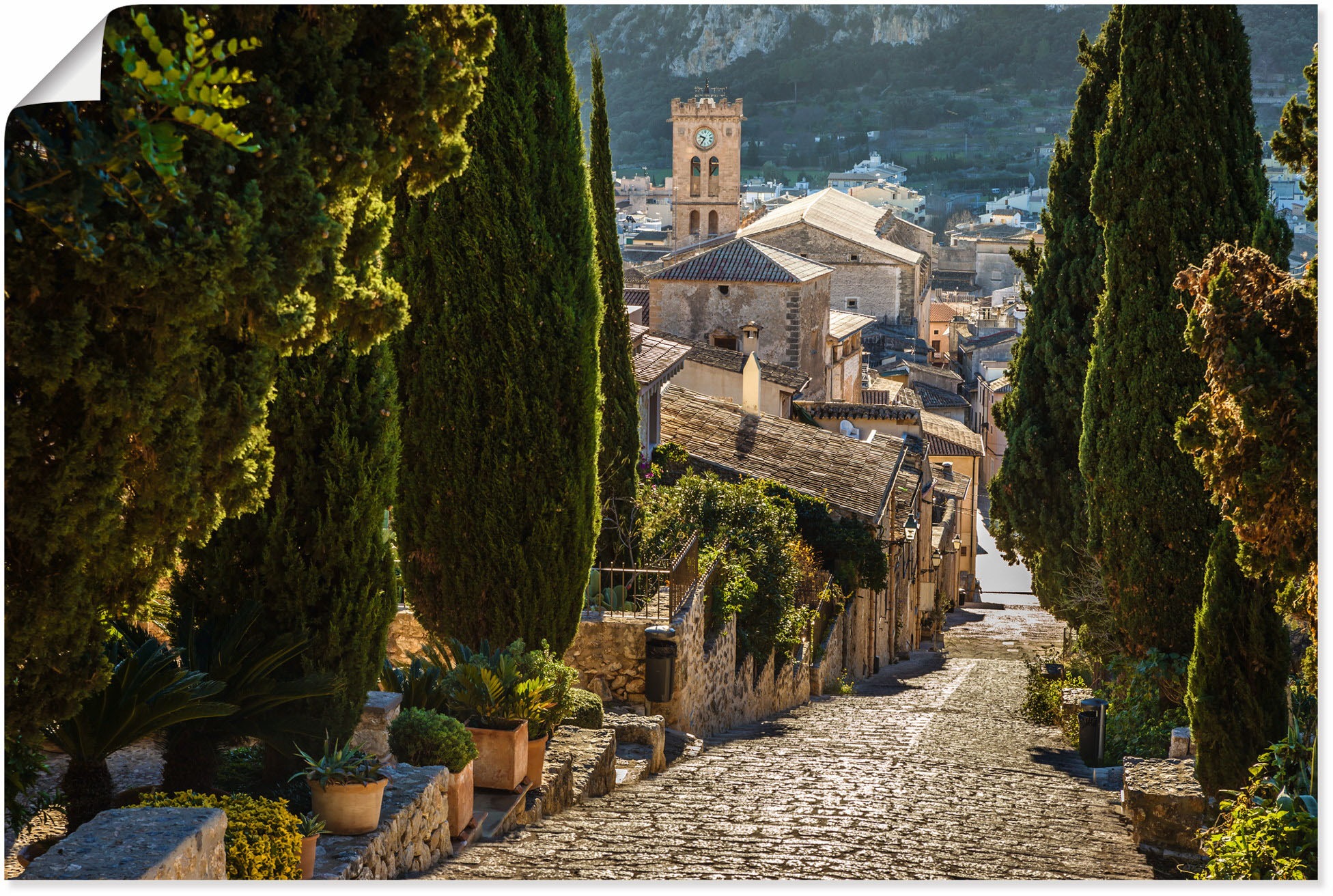 Artland Wandbild »Blick vom Kalvarienberg auf Pollenca«, Mallorca, (1 St.), in vielen Größen & Produktarten - Alubild / Outdoorbild für den Außenbereich, Leinwandbild, Poster, Wandaufkleber / Wandtattoo auch für Badezimmer geeignet