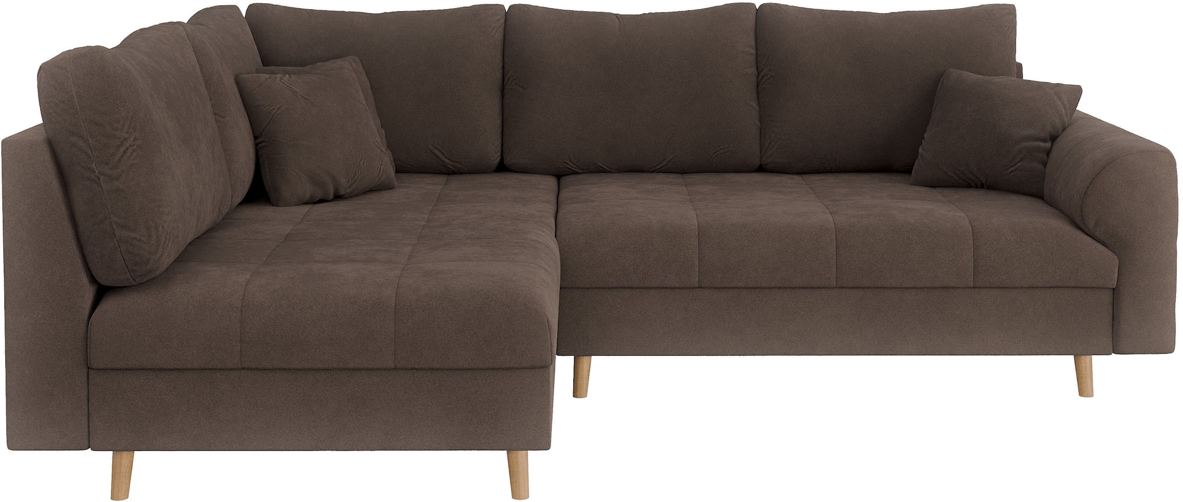 Home affaire Ecksofa »CHARRE L-Form mit Ottomane, Maße B/T/H: 231/161/81 cm«, feine Steppung, lose Rücken- und Zierkissen, auch in Cord und Bouclé
