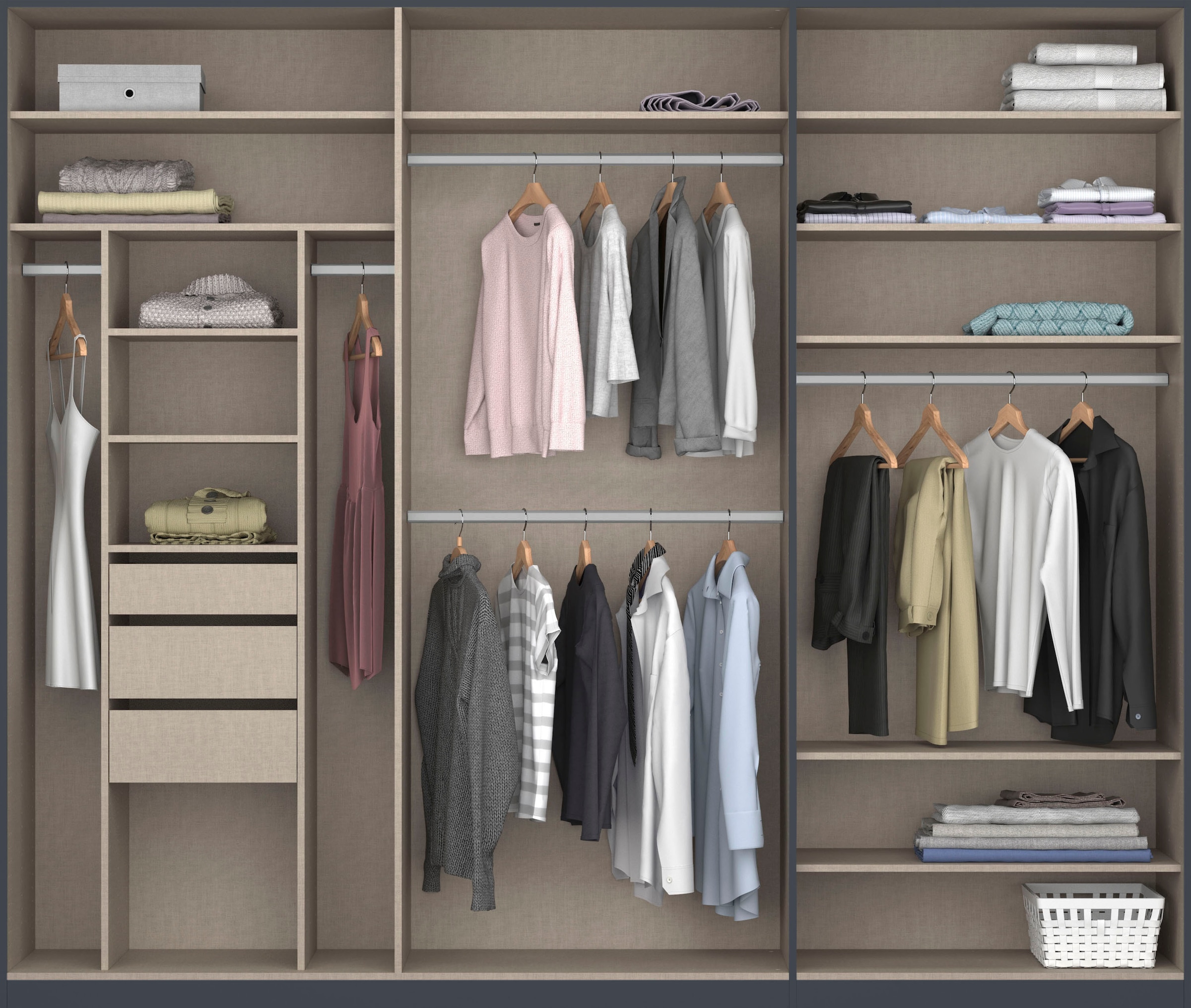 rauch Drehtürenschrank »Kleiderschrank Schrank Garderobe TOPSELLER OTELI inkl. Inneneinteilung«, mit 3 Innenschubladen extra Böden optional mit Spiegel MADE IN GERMANY