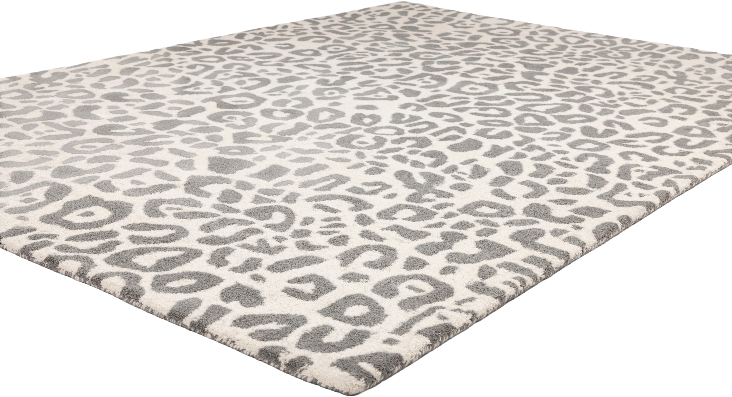 OTTO home Wollteppich »Gabbo Leo, Leopardenmuster, handgearbeitet« rechteckig 14 mm Höhe reine Wolle, Uni, Wohnzimmer, Schlafzimmer, Esszimmer