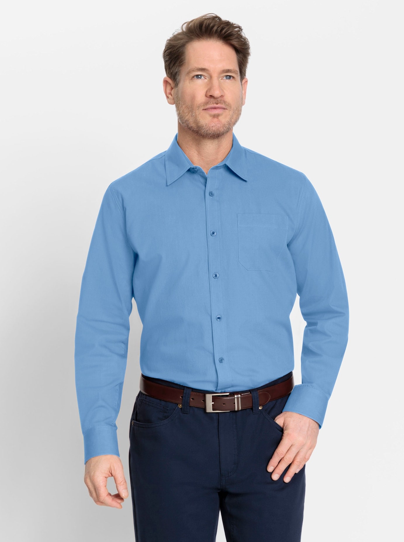 Marco Donati Herren Langarmhemd in blau, Größe 41/42