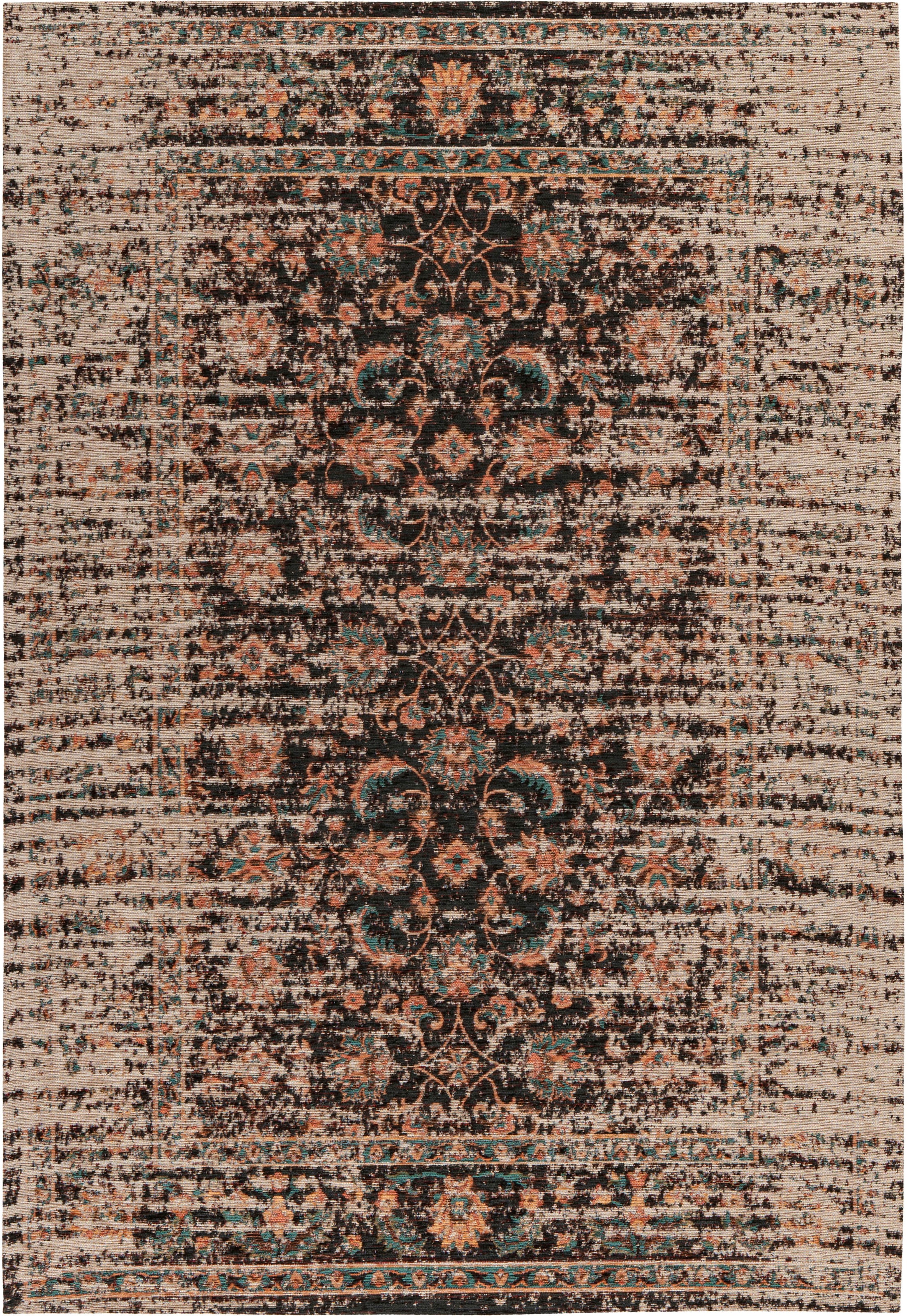 Padiro Teppich »Charme 225«, rechteckig, 5 mm Höhe, Chenille Flachgewebe im Vintage Stil