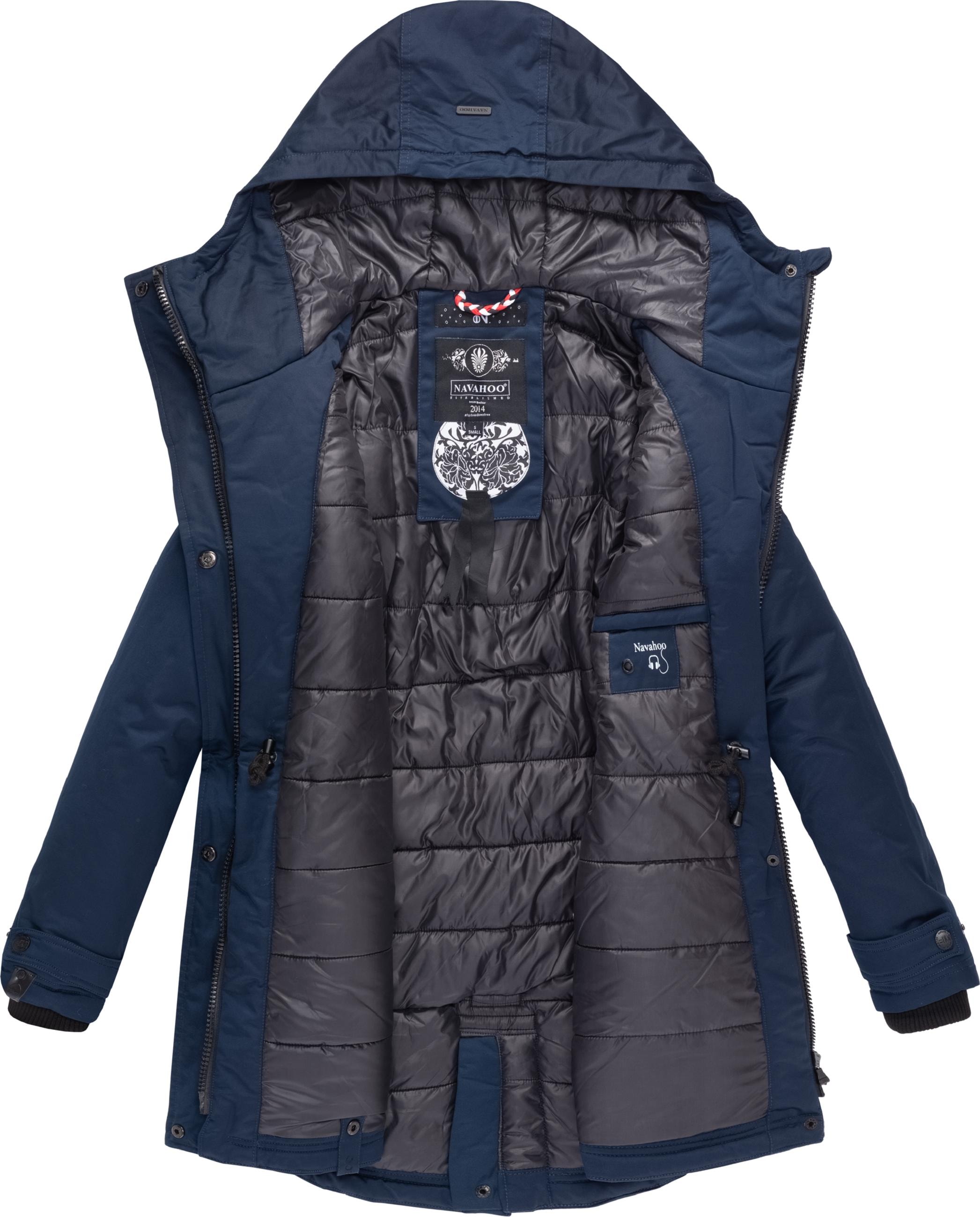 Navahoo Wintermantel »Wintermantel Avrille II«, sportlicher Damen Winter Kurzmantel mit großer Kapuze