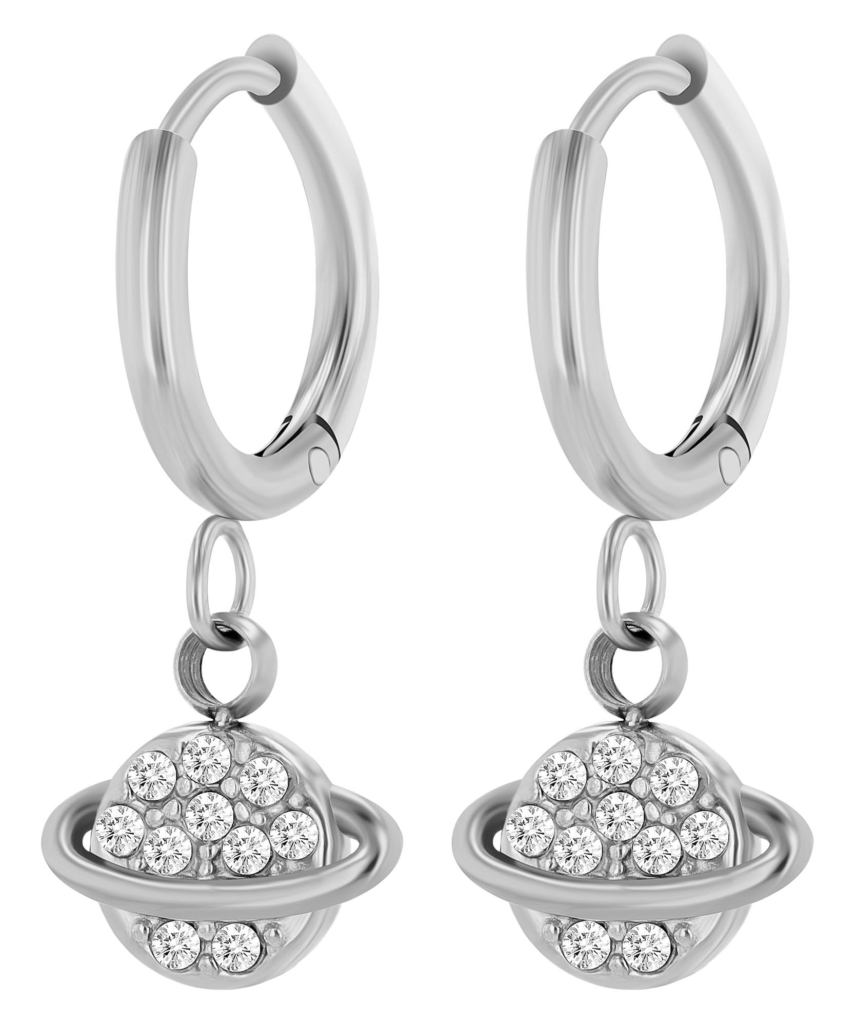 Adelia´s Kettenanhänger »Damen Anhänger ¿ Planet Anhänger aus Edelstahl mit Strass Steinchen«