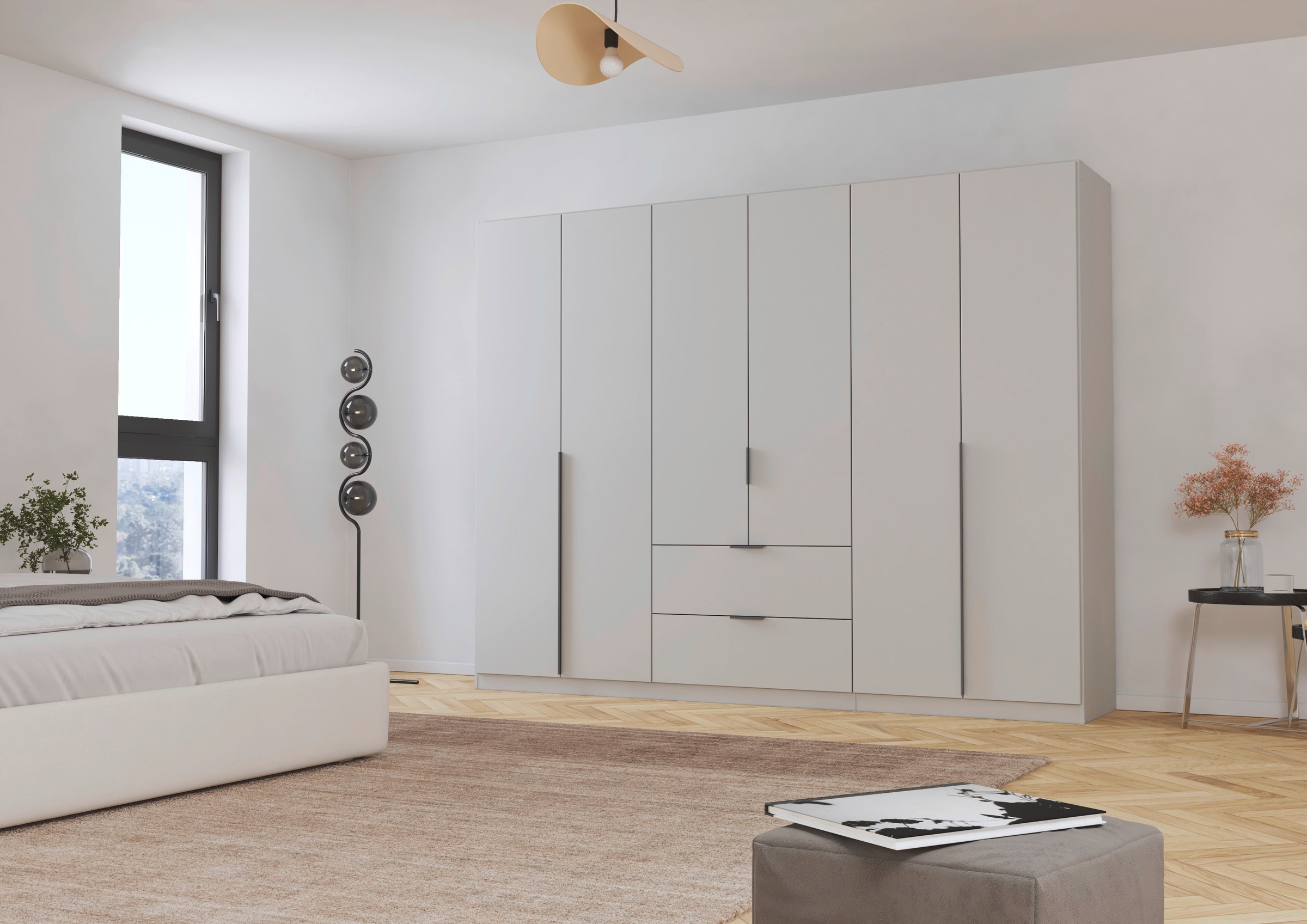 rauch Drehtürenschrank »Kleiderschrank Schrank Garderobe AGORDO mit Dekor- oder Hochglanzfront«, (in zwei Griff-Farben, Breiten 91-360 cm), mit Außenschubkästen, in 7 Breiten und 2 Höhen MADE IN GERMANY