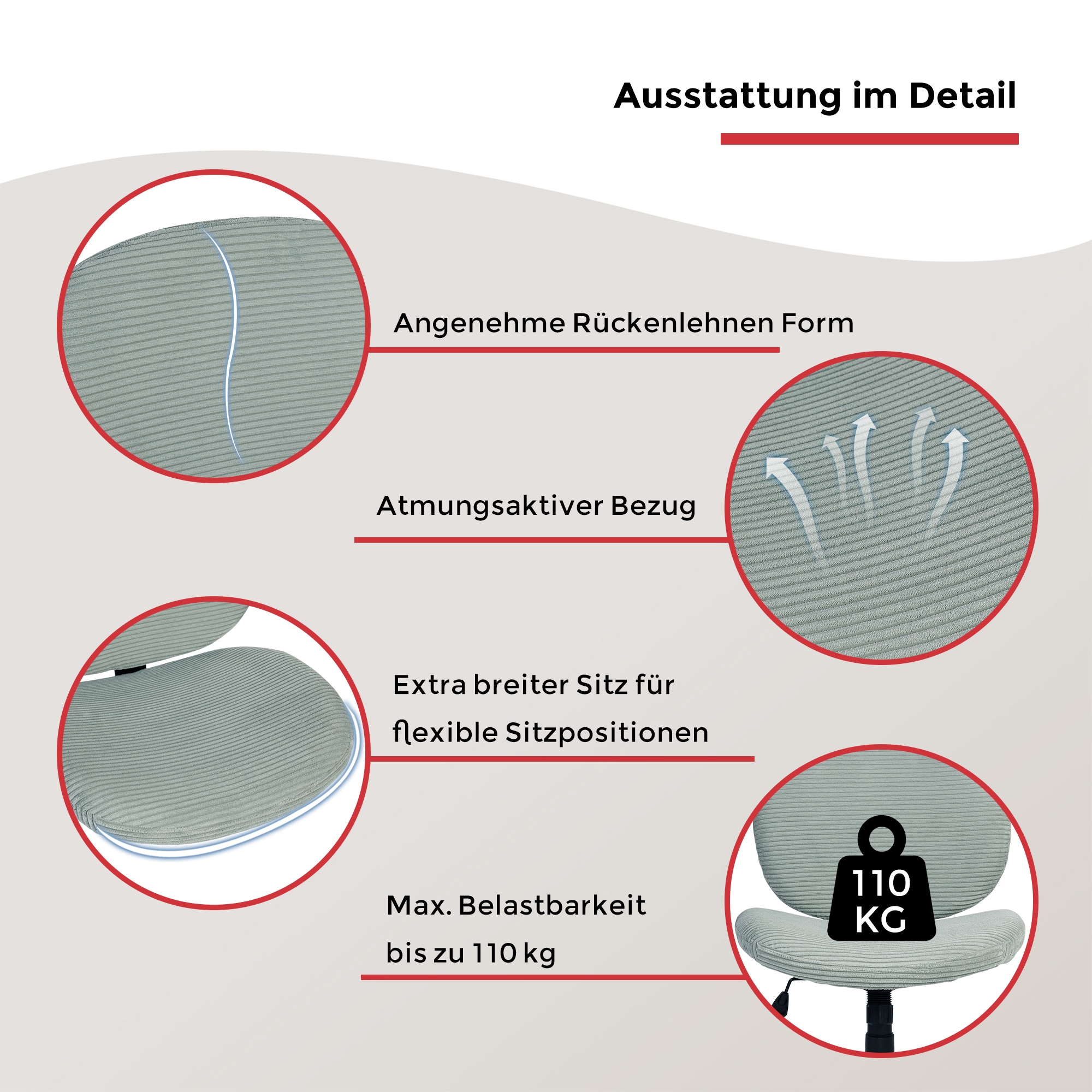 Duo Collection Drehstuhl »Tilo« () 1 Stk.Sitzhöhenverstellung, Wippmechanik, Sicherheitsdoppelrollen