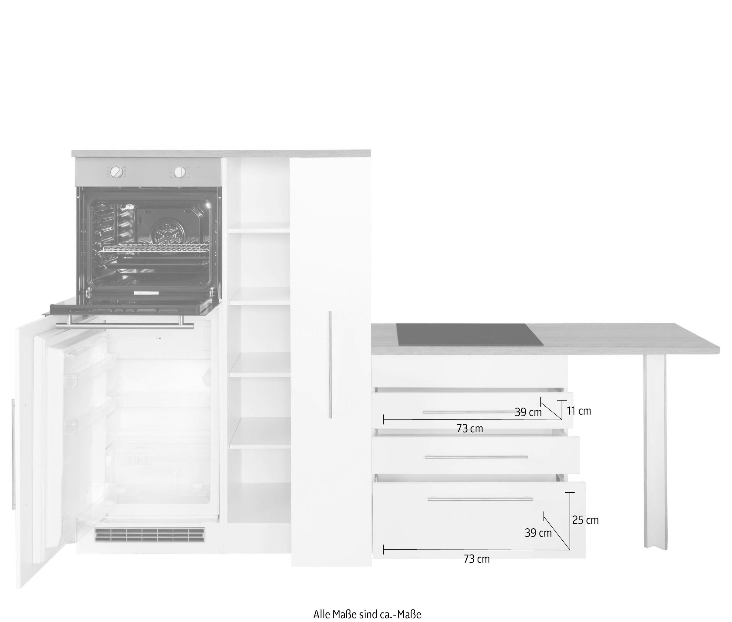 Kochstation Winkelküche »KS-Samos«, ohne E-Geräte, Stellbreite 260 x 270 cm