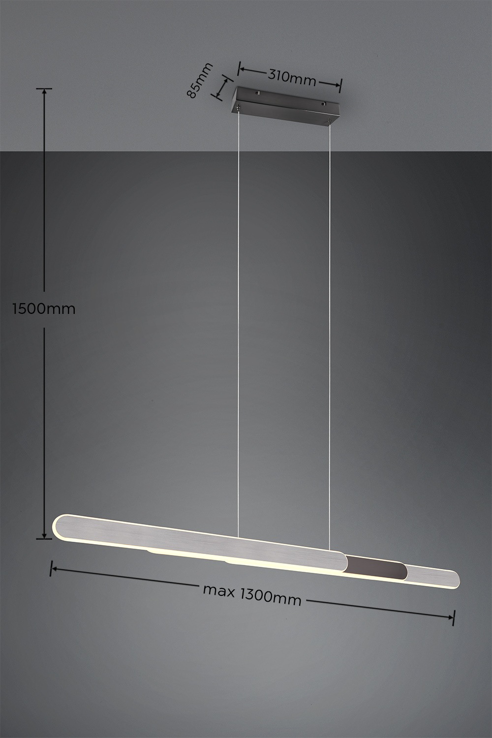 TRIO Leuchten LED Pendelleuchte »HELIOS, ausziehbare Hängelampe mit 3 LED Elementen 5800 Lumen CCT«, 1 flammig, Leuchtmittel LED-Board | LED fest integriert, 2700-6500K, Touch Dimmer 4 Stufen, höhenverstellbar up and down Licht