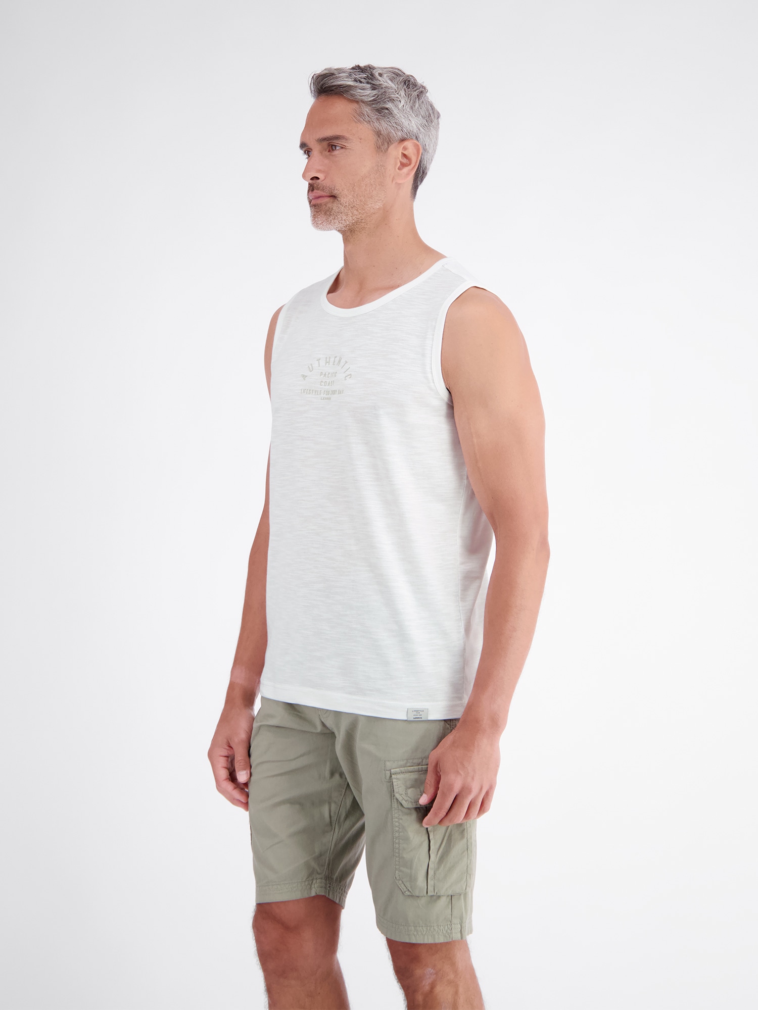 LERROS Muskelshirt »Luftiges Tanktop aus Baumwolle mit trendigem Slogan-Print«